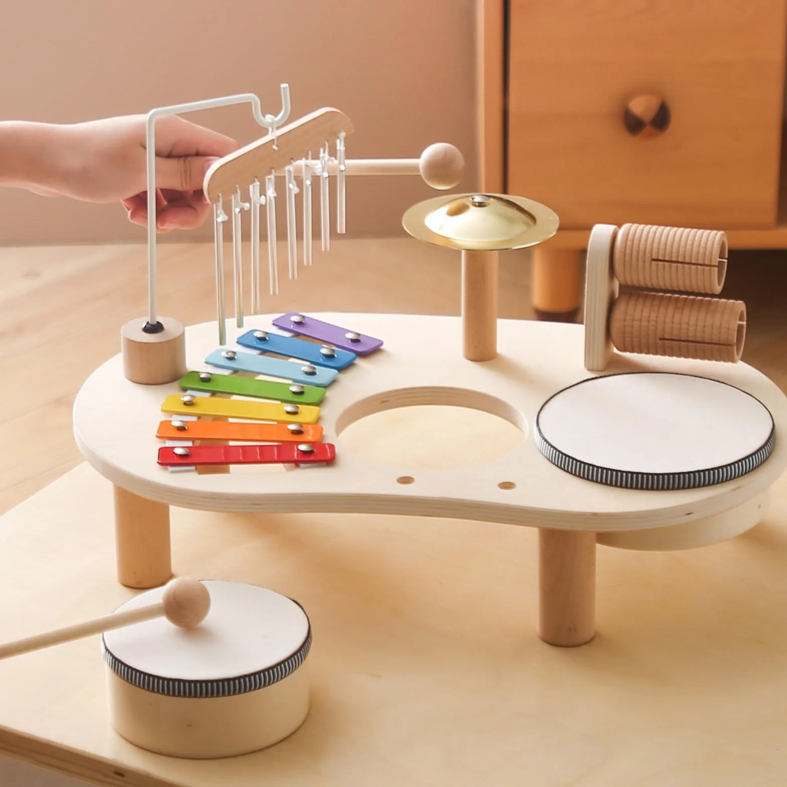 Juego De Tambores para Bebés 7 En 1, Juguetes Musicales De Piano De Madera, Instrumento Montessori Infantil, Instrumento De Percusión Educativa, Regalo De Cumpleaños para Niños Y Niñas, A