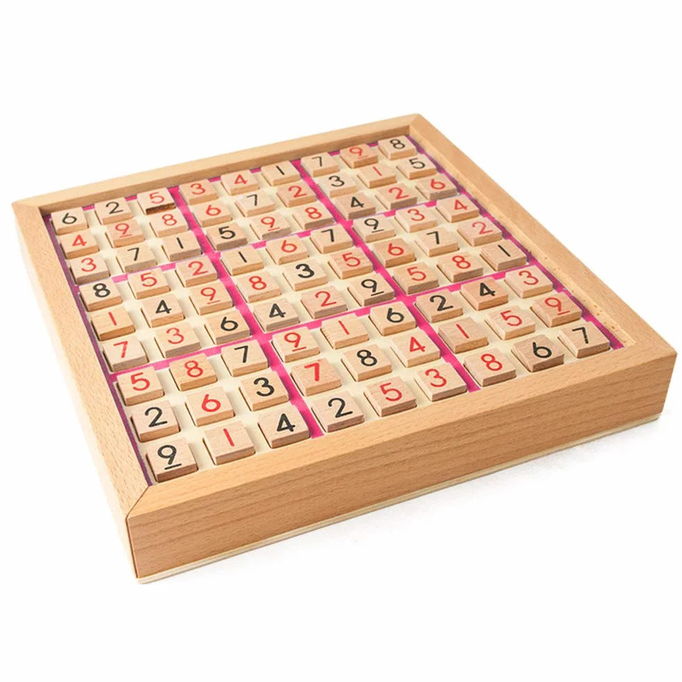 Lechnical Juego de Rompecabezas de Madera Sudoku Juego de Sudoku de Madera con cajón Math Brain Teaser Juguetes de Escritorio