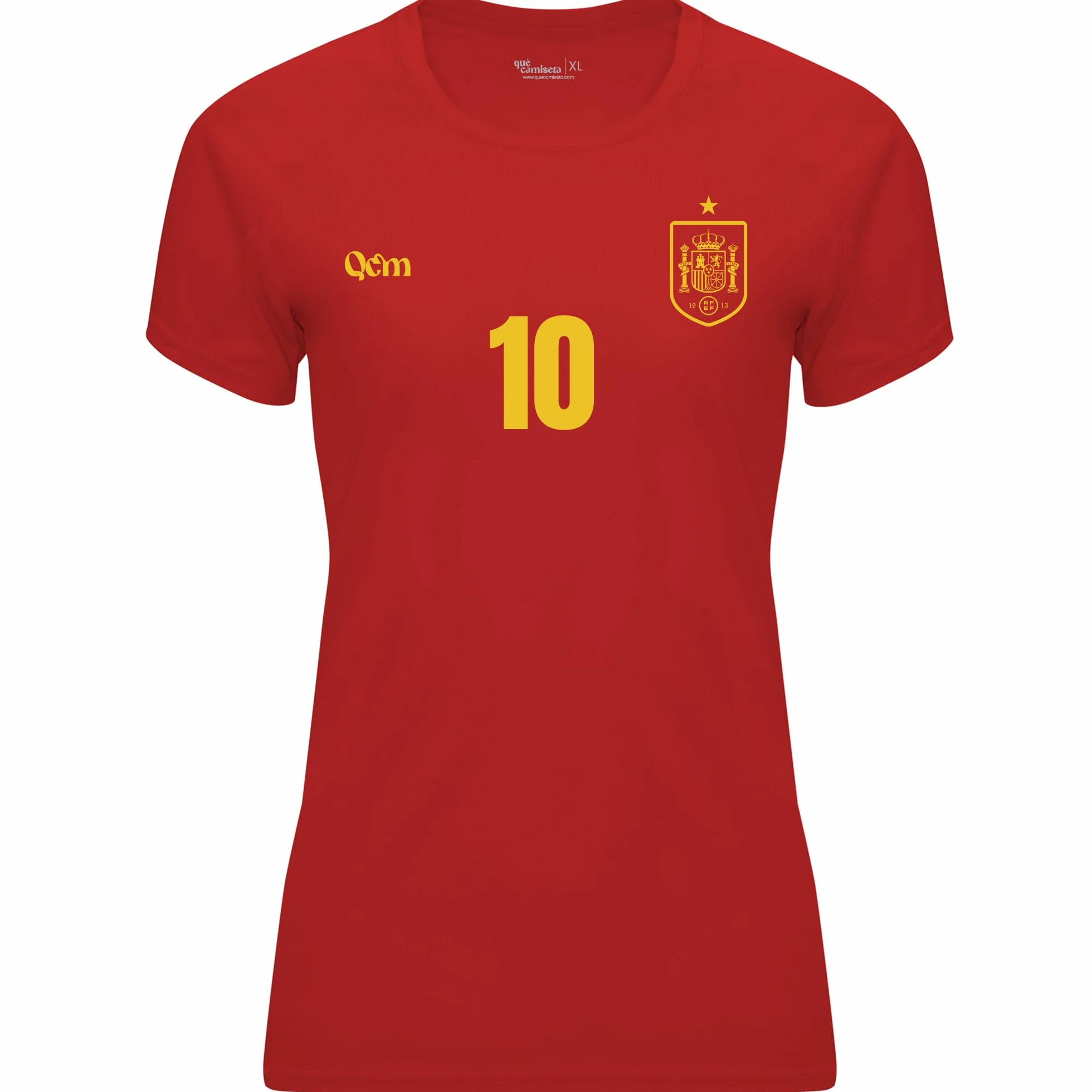 Camiseta Fútbol España Mujer Personalizada con Nombre y Número Escudo