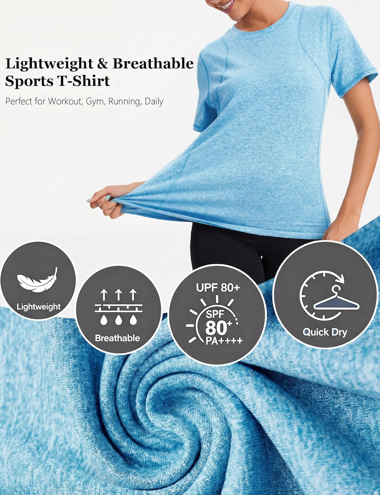 Gyabnw Camiseta Deporte Mujer Manga Corta Secado Rápido Holgada Ropa Yoga Verano