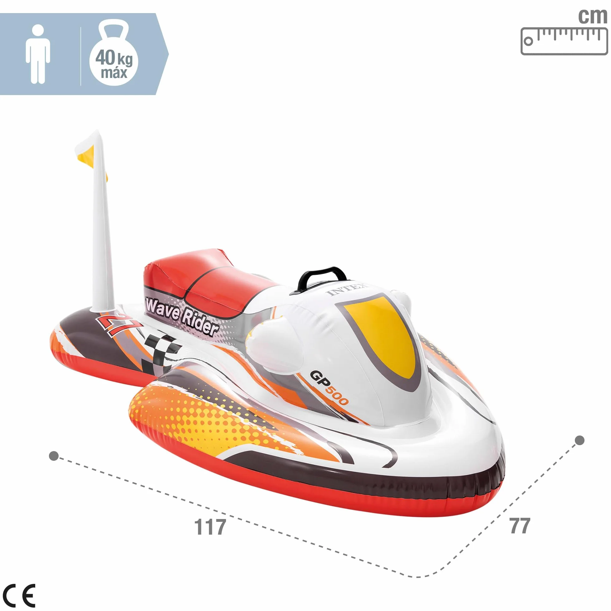 Intex Moto acuática Hinchable, colchoneta para Piscina para niños (57520)