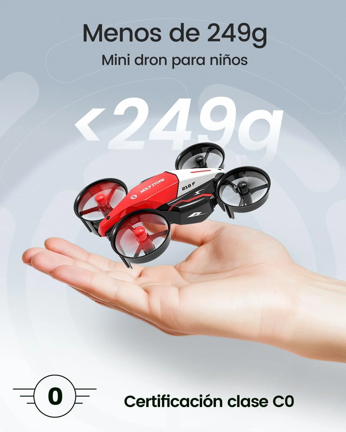Holy Stone HS210F Mini Dron para Niños, Cuadricóptero RC 2 en 1 para Interior con Luces LED, Despegue/Aterrizaje, Giro 3D, 2 Baterías Modulares Seguras, Regalo para Niños y Niñas