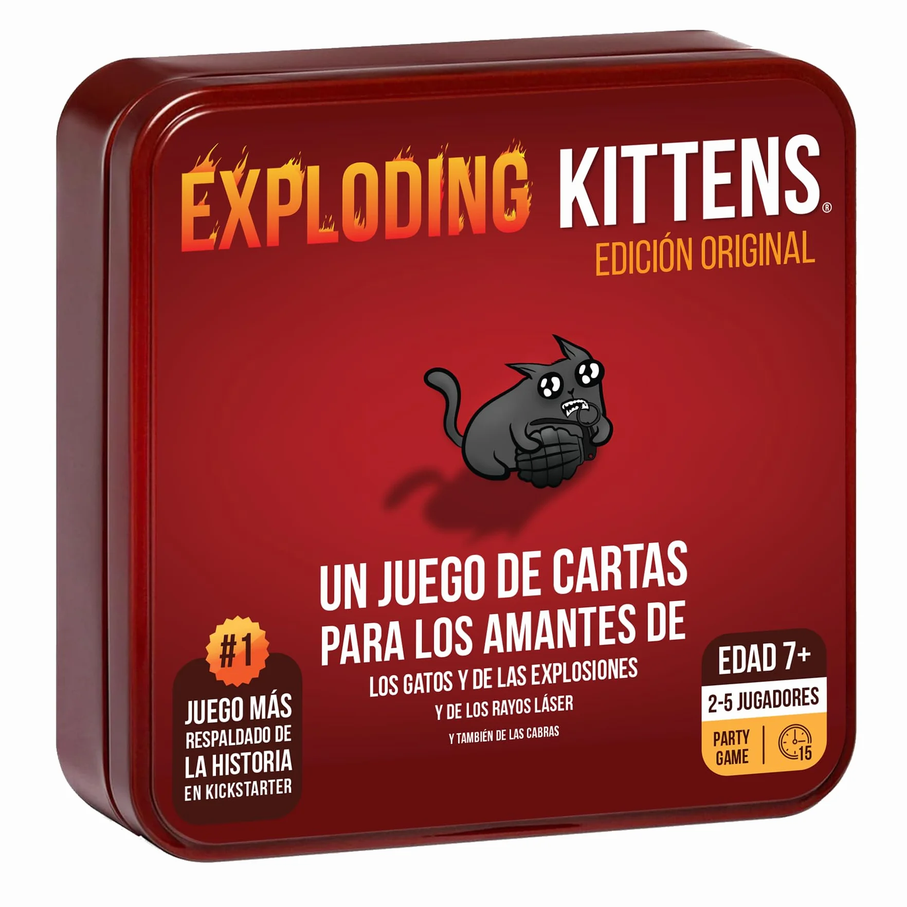 Asmodee Exploding Kittens Original Caja Metálica, Juego de Cartas, A Partir de 7 Años, De 2 a 5 Jugadores, 15 Minutos por Partida, Español