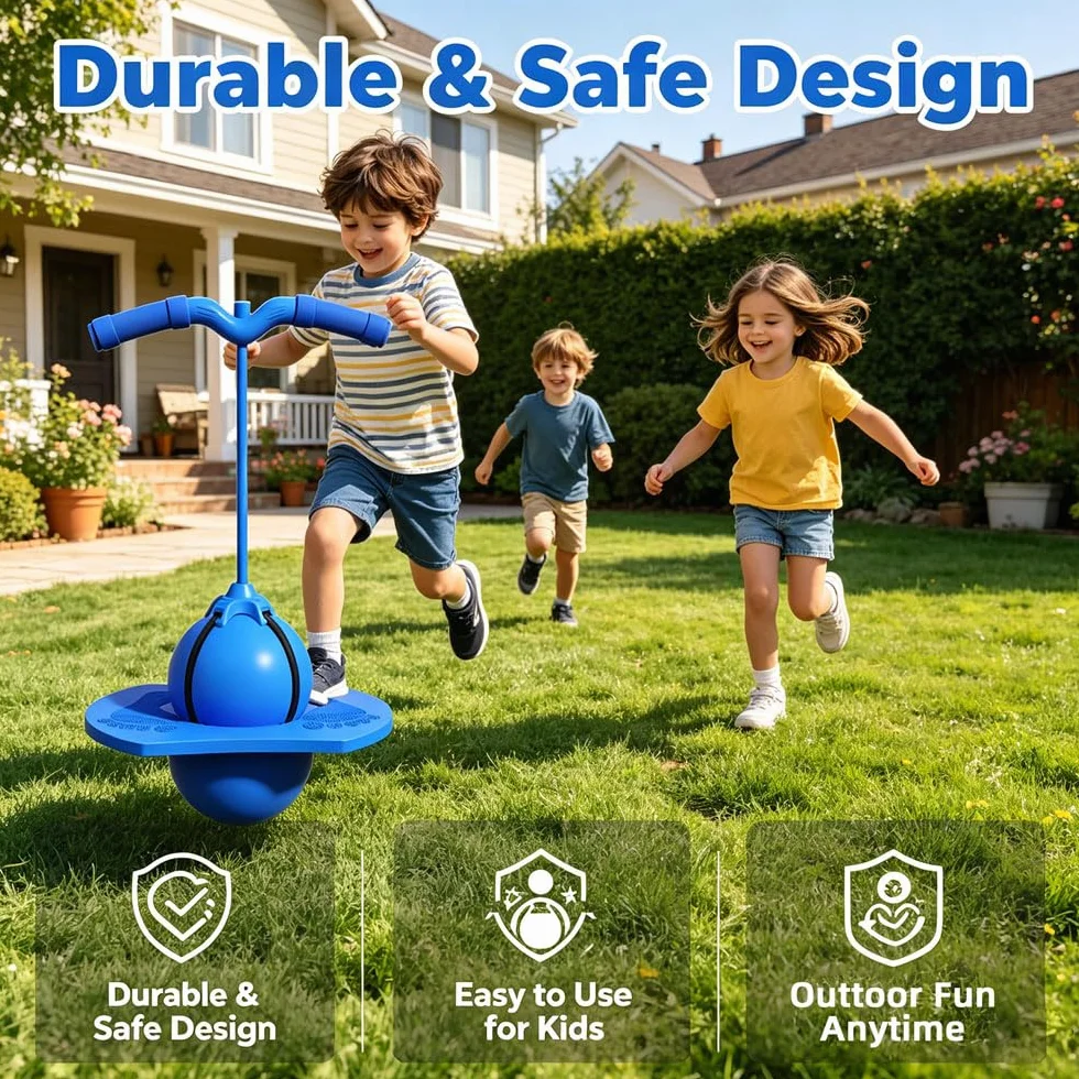 Balón Saltarín Equilibrio Niños Balance Jumping Ball Pelota Saltarina con Asa Antideslizante Pelota Saltarina con Mango para Interior Exterior Gimnasio Hogar Sala de Estar