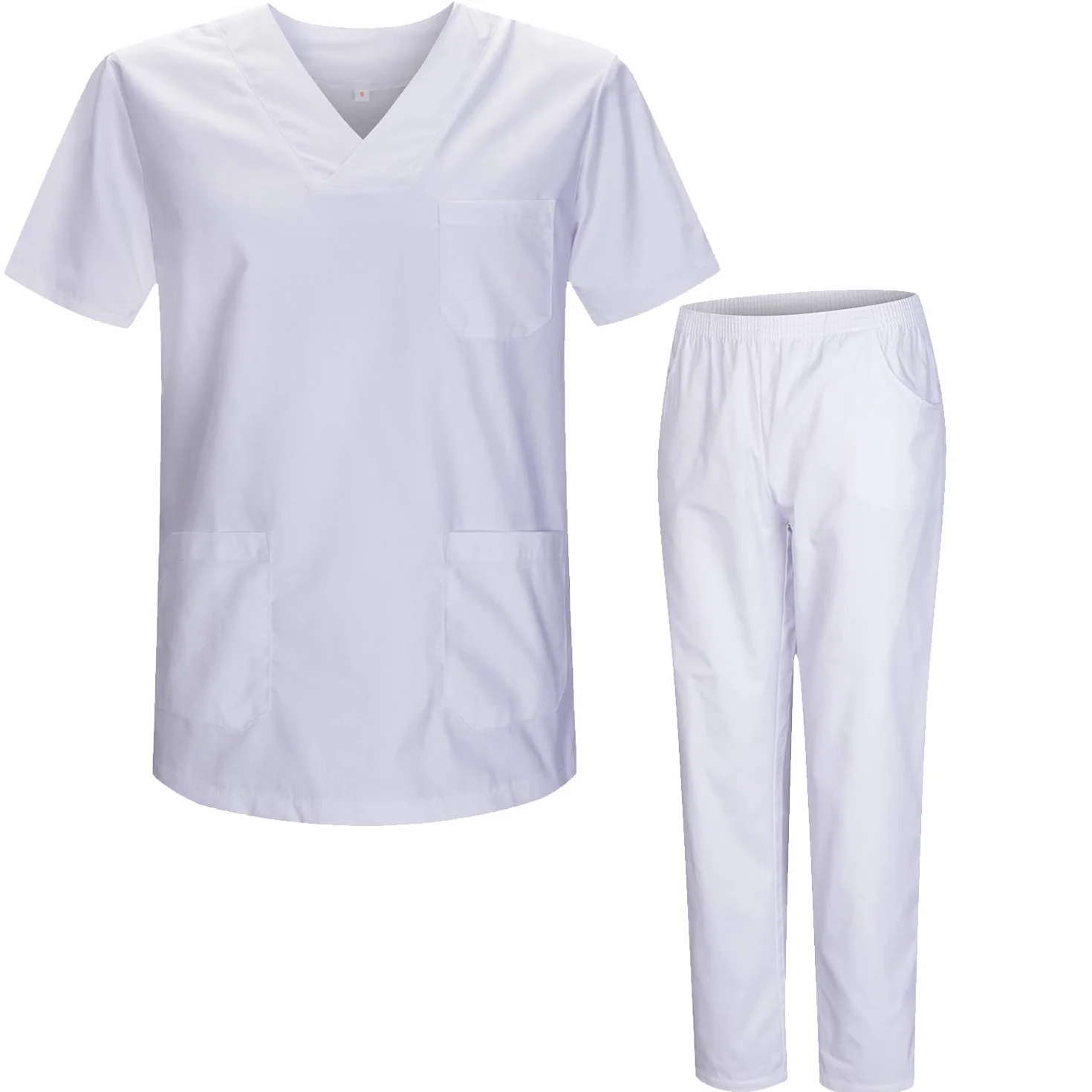 UNIFORME SANITARIO UNISEX MÉDICO CON PANTALÓN BLANCO