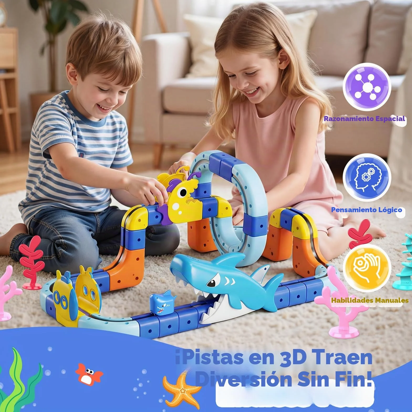 193 Piezas DIY Cube Track, Juguetes Niño Niña 3 4 5 6 7 8 Años Conjunto de Tren Eléctrico Clickrail con Pista Regalo de Cumpleaños Original para Niños