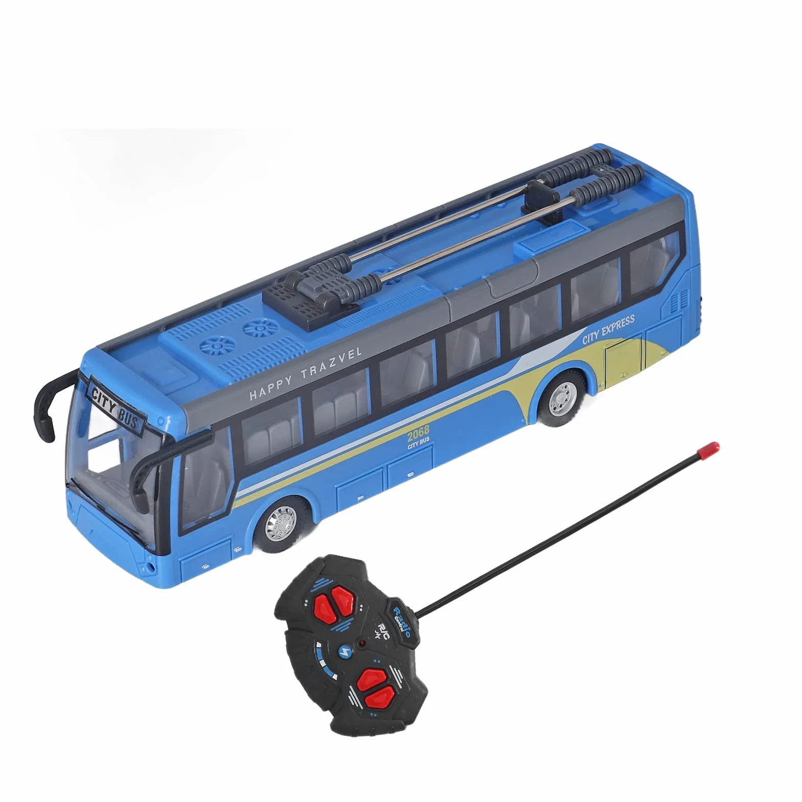 Control remoto autobús alta simulación todas las direcciones conducción recargable RC autobús escolar para niños (azul)