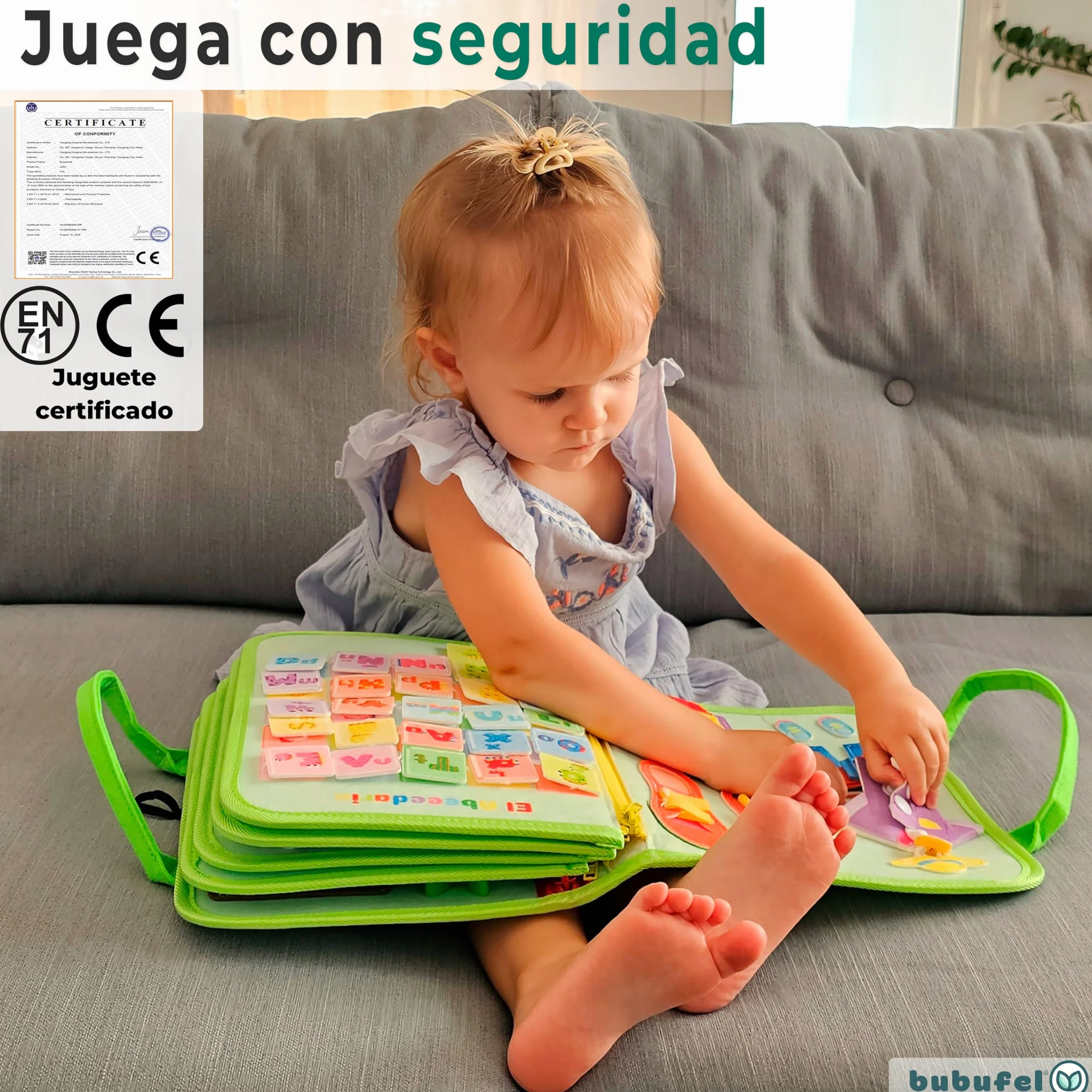 Busy Board Montessori Español | Libro Sensorial Montessori 10 Capas +26 Actividades | Juguetes Educativos 2 3 4 Años | Motricidad Fina | Maletín Busy Book Fieltro | Regalo Niño Niña