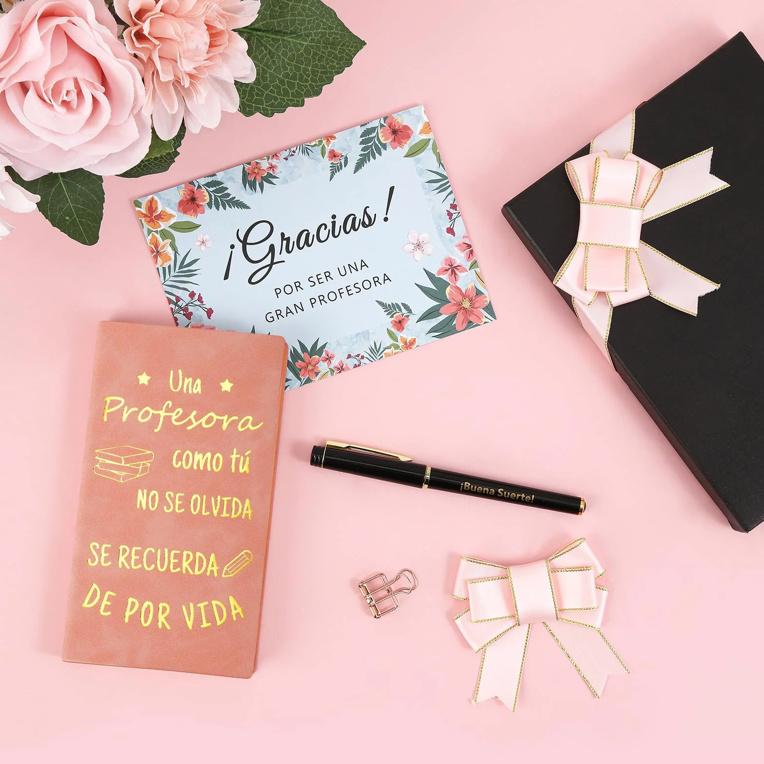 Echehi Regalo Profesora Infantil, con Cuaderno Profesora, Pluma de la Suerte, Tarjeta y Caja de Regalo, Regalos Originales Para Profesoras