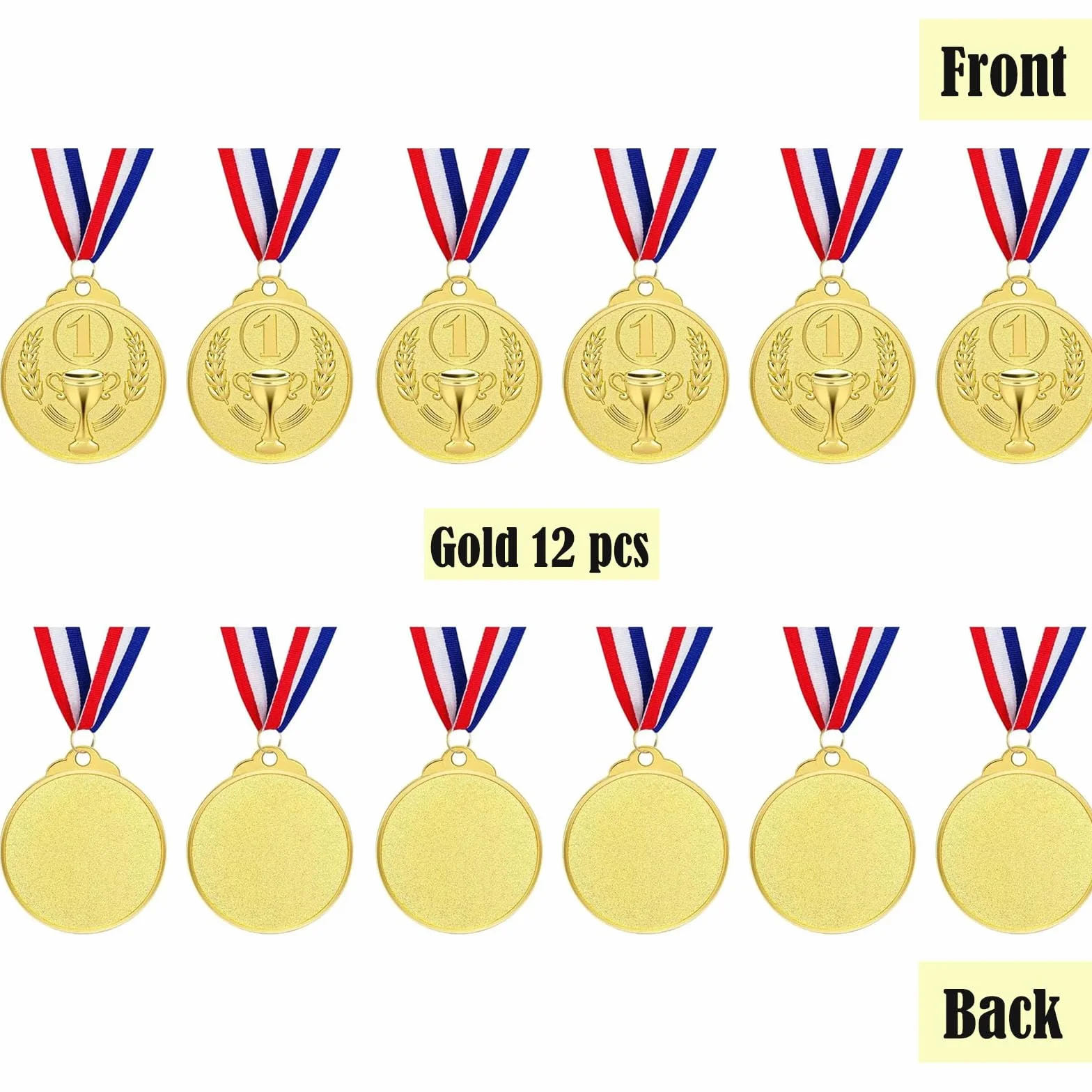 Medallas de Metal 12 Piezas, Medallas de Oro Plata Bronce con Cintas 5.0cm para Premios Deportivos
