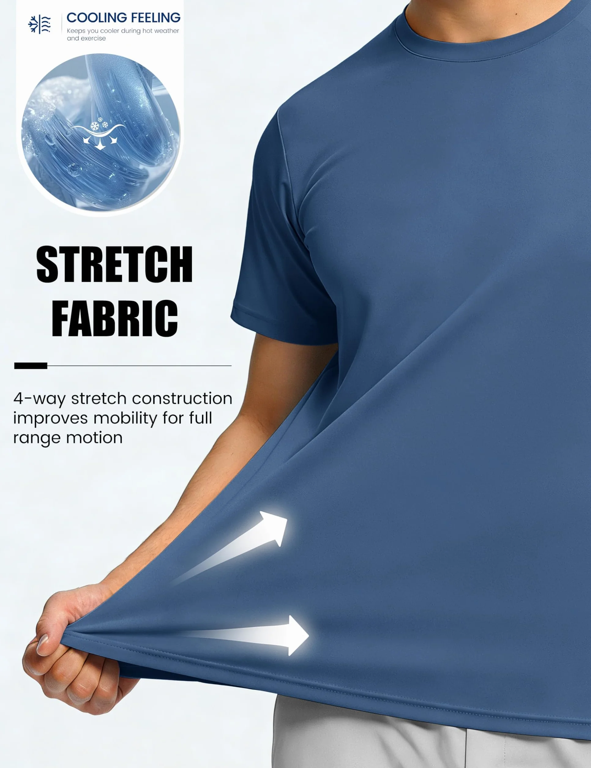 TACVASEN Camiseta de Manga Corta para Hombre Protección Solar UPF 50+ Ligera