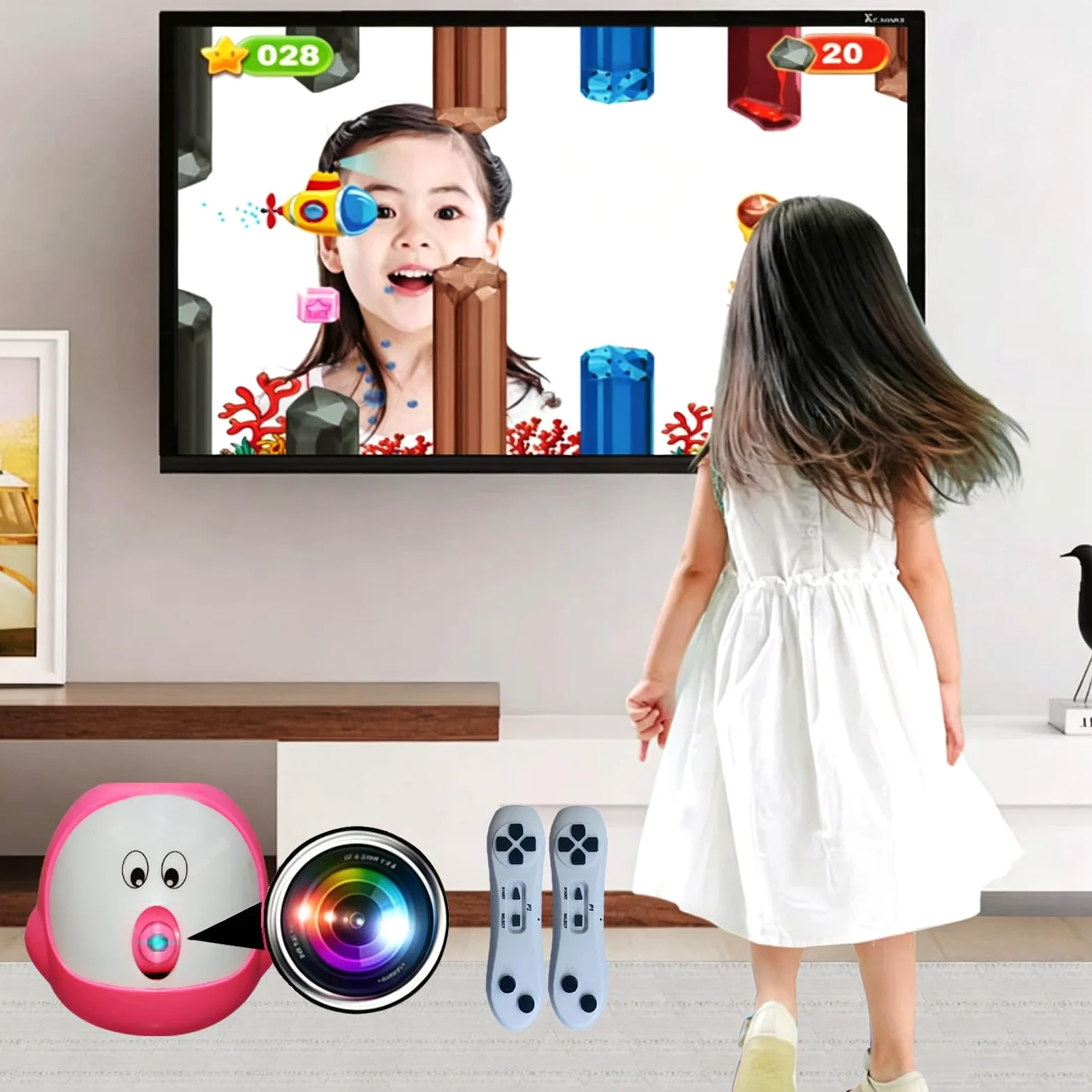 Consola de juegos para niños y adultos, sistema de videojuegos retro con 100+ juegos,17 juegos AR de cámara, 2 controladores de juegos,Salida HD, regalo de juguete para niños y niñas a partir