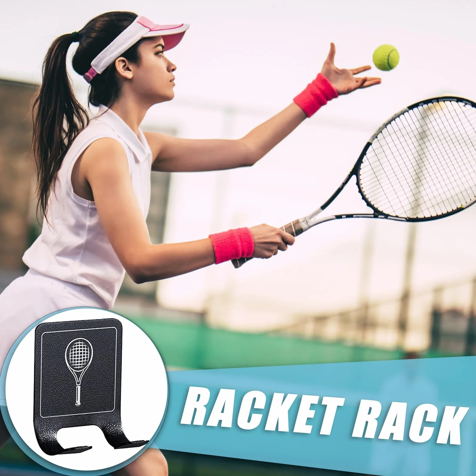 Soportes de raqueta de tenis resistentes para montaje en pared, soporte vertical ahorro espacio