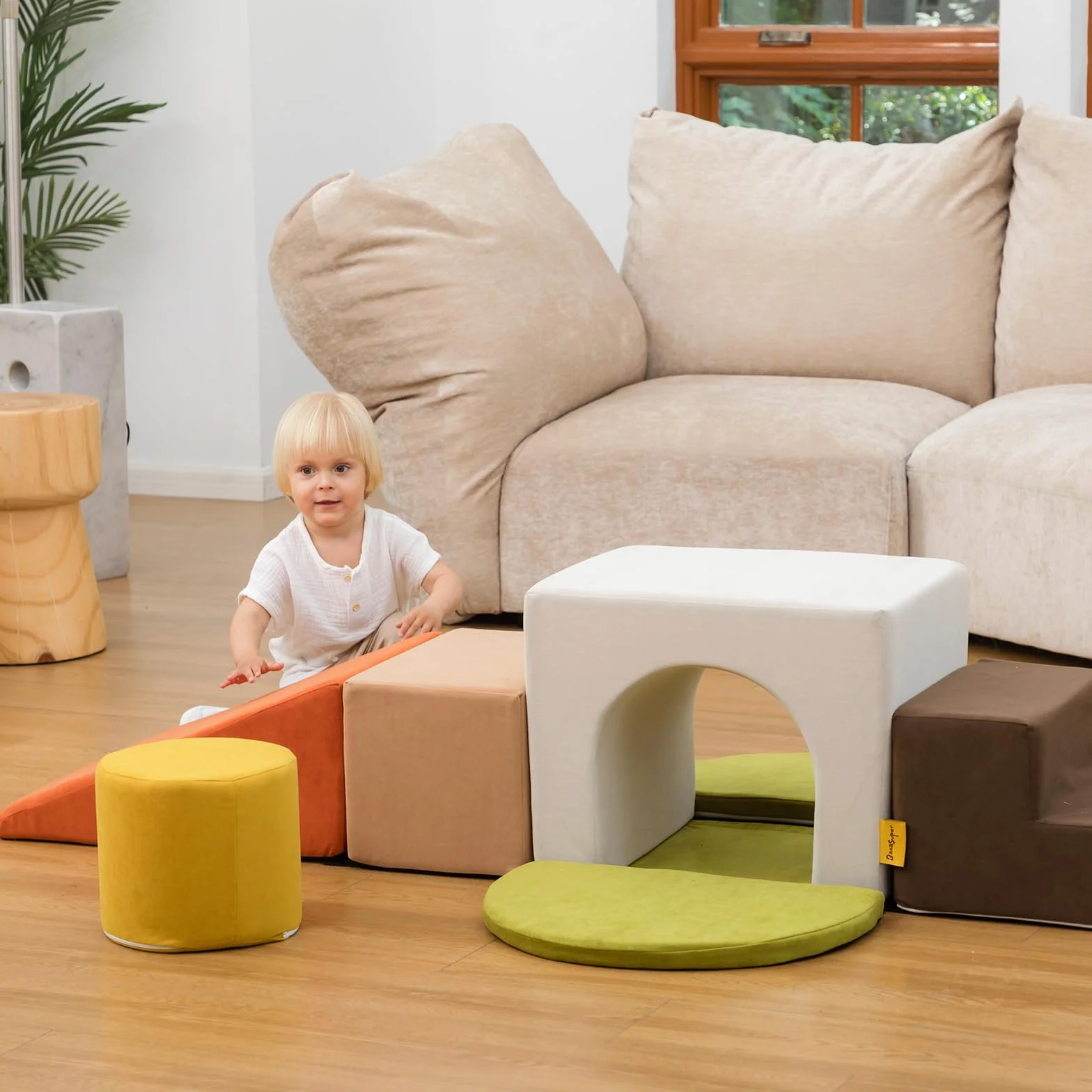 BanaSuper Bloques Espuma Educativos para Niños | Juego Motricidad Base Antideslizante | EN71 | 7 Bloques Psicomotricidad Modular Lavable