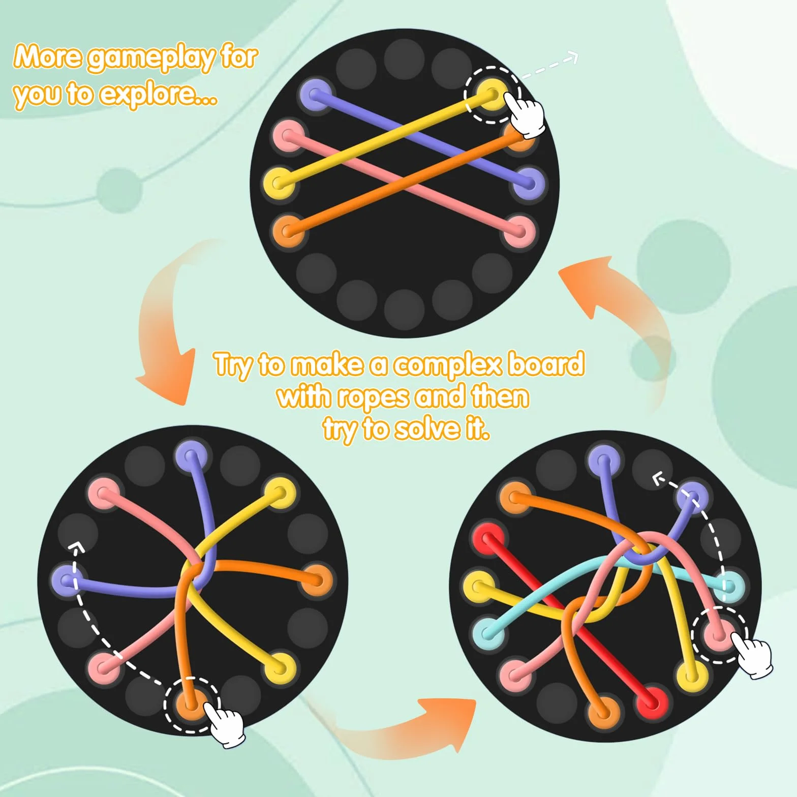 Brainy Knots Rope Challenge Puzzle Interactive Logic Game for Kids 3+ Adults