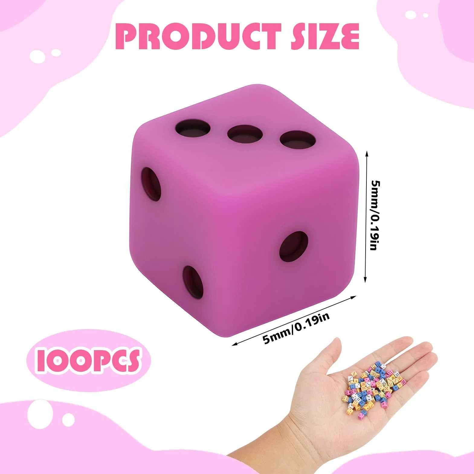 Set de 100 Mini Dados D6 de 5mm, Dados Cuadrados Surtidos para Juegos de Mesa, Actividades Educativas de Matemáticas, Fiestas Temáticas de Casino y Recuerdos - Multicolor