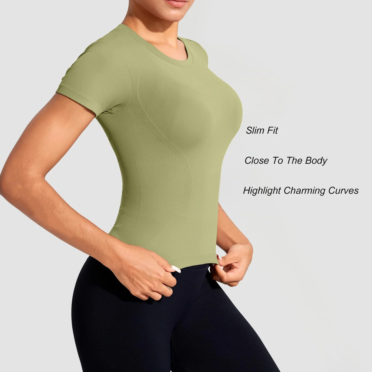 Camiseta Deportiva Mujer Manga Corta Transpirable Secado Rápido Cuello Redondo Top Elástico Yoga Fitness Running