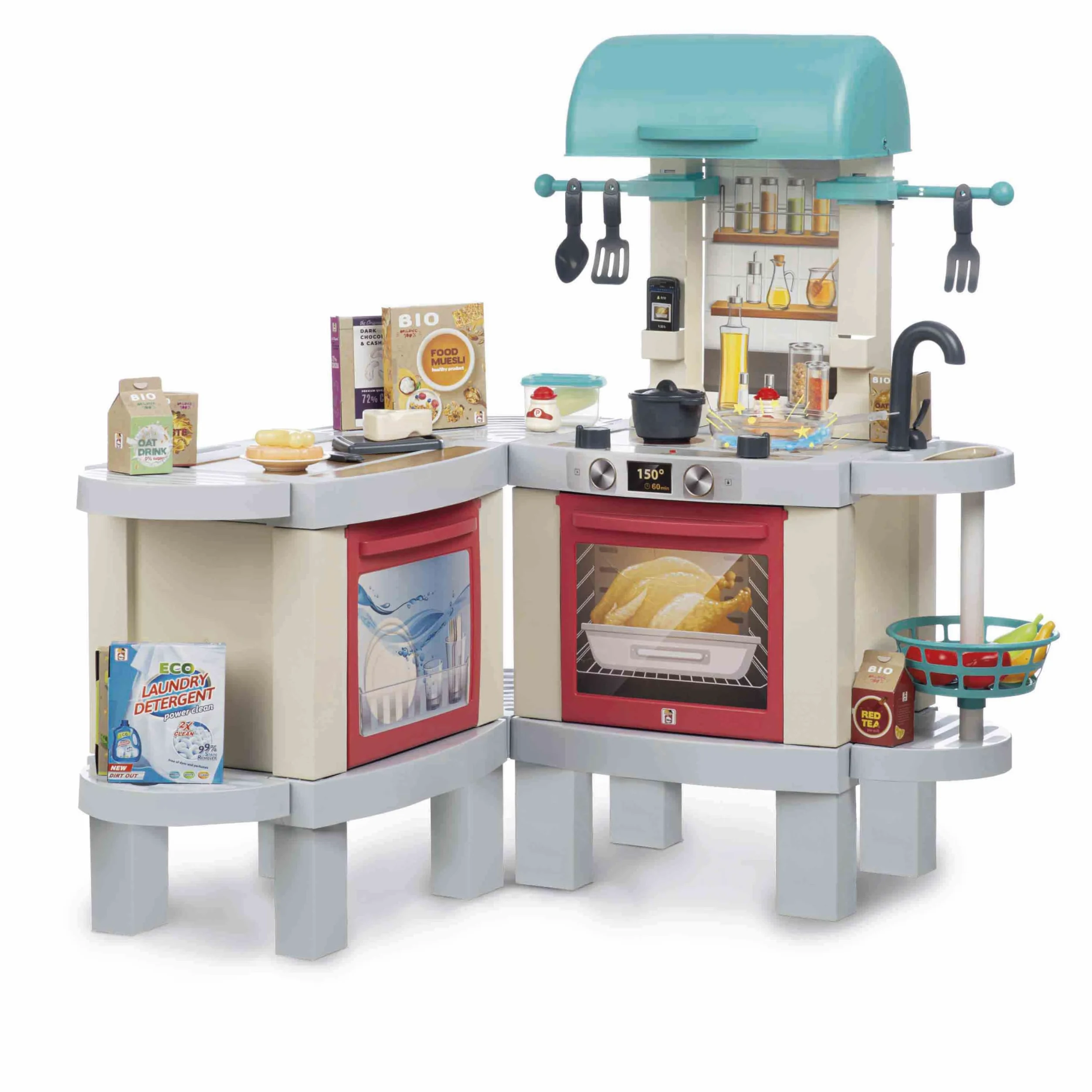 Chicos - Cocina Juguete Kitchen Plus | Cocinita Infantil 2en1| Luces, Sonido y Efecto Real | Transformable en Barbacoa | 31 Accesorios | Niños 3 4 5 años (85114)