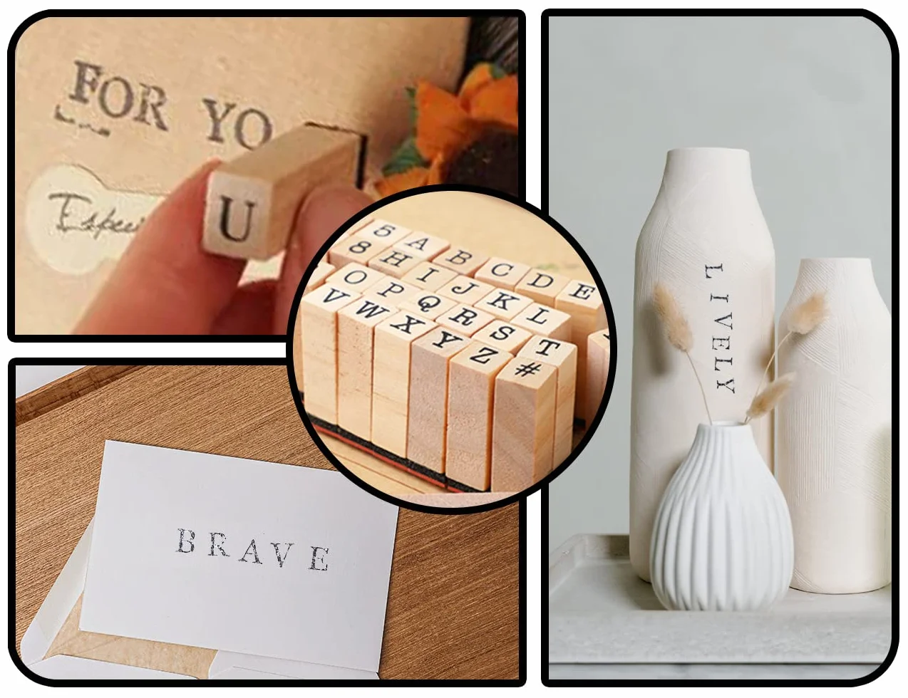 ZoeTekway 40 piezas de sellos de letras, alfabeto de madera sellos de letras, números y símbolos, con almohadilla de sellos, para scrapbooking arte artesanía tarjeta de decisiones