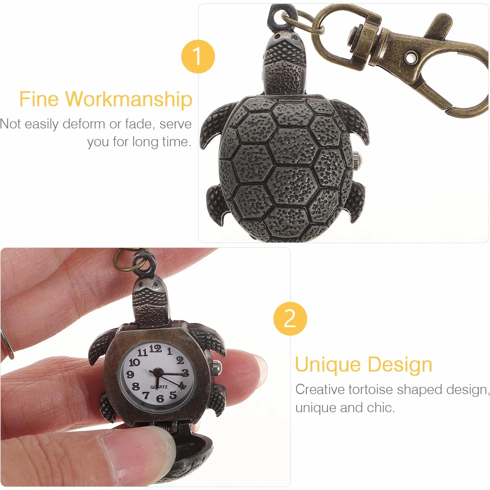 Reloj De Bolsillo De Cuarzo Llavero Retro Para Adultos Tortuga