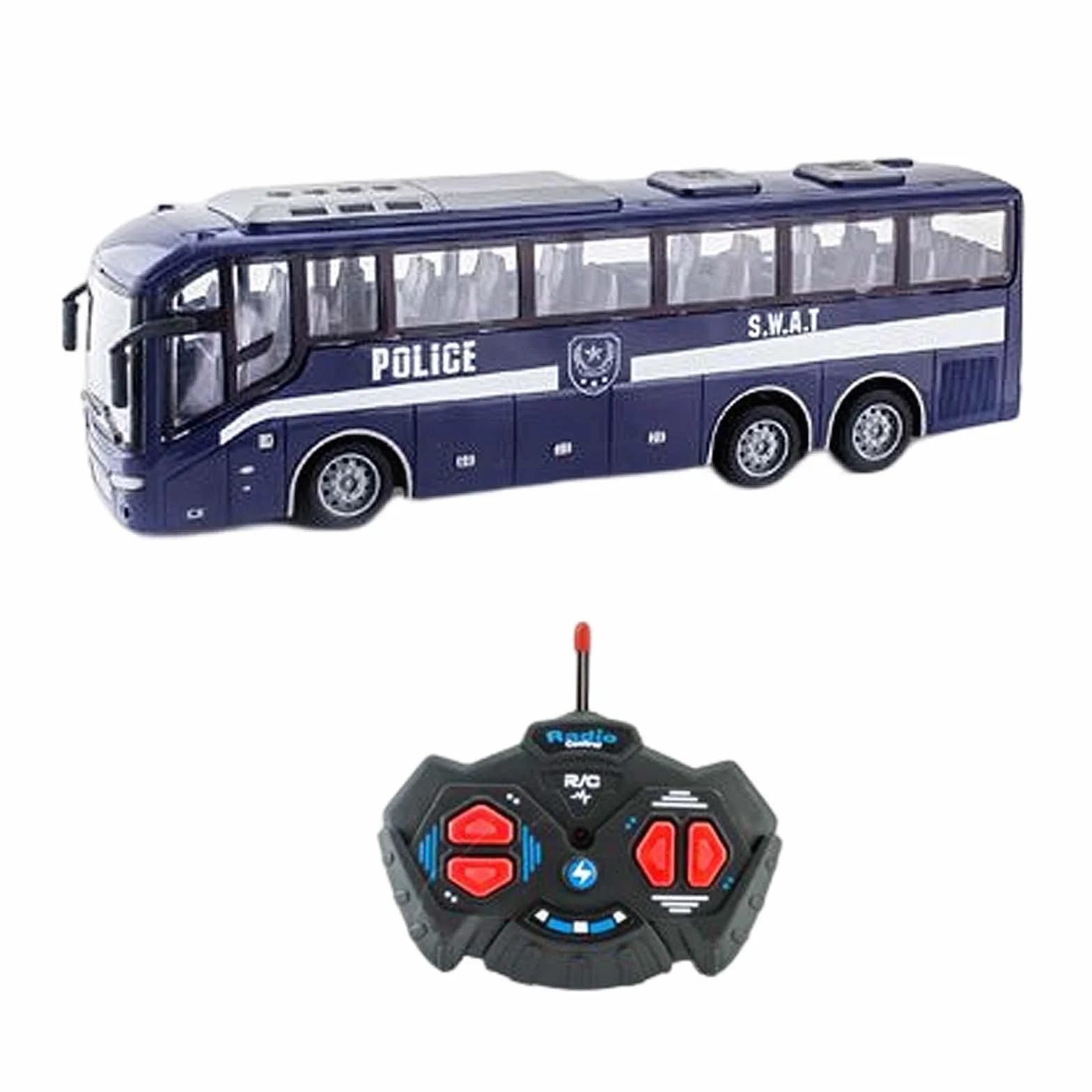 Autobús Escolar Coche de Juguete RC Modelo a Control Remoto con Luces y Ruedas Antideslizantes Trabajo Preciso y Mando Completo Adecuado para Niños, Azul