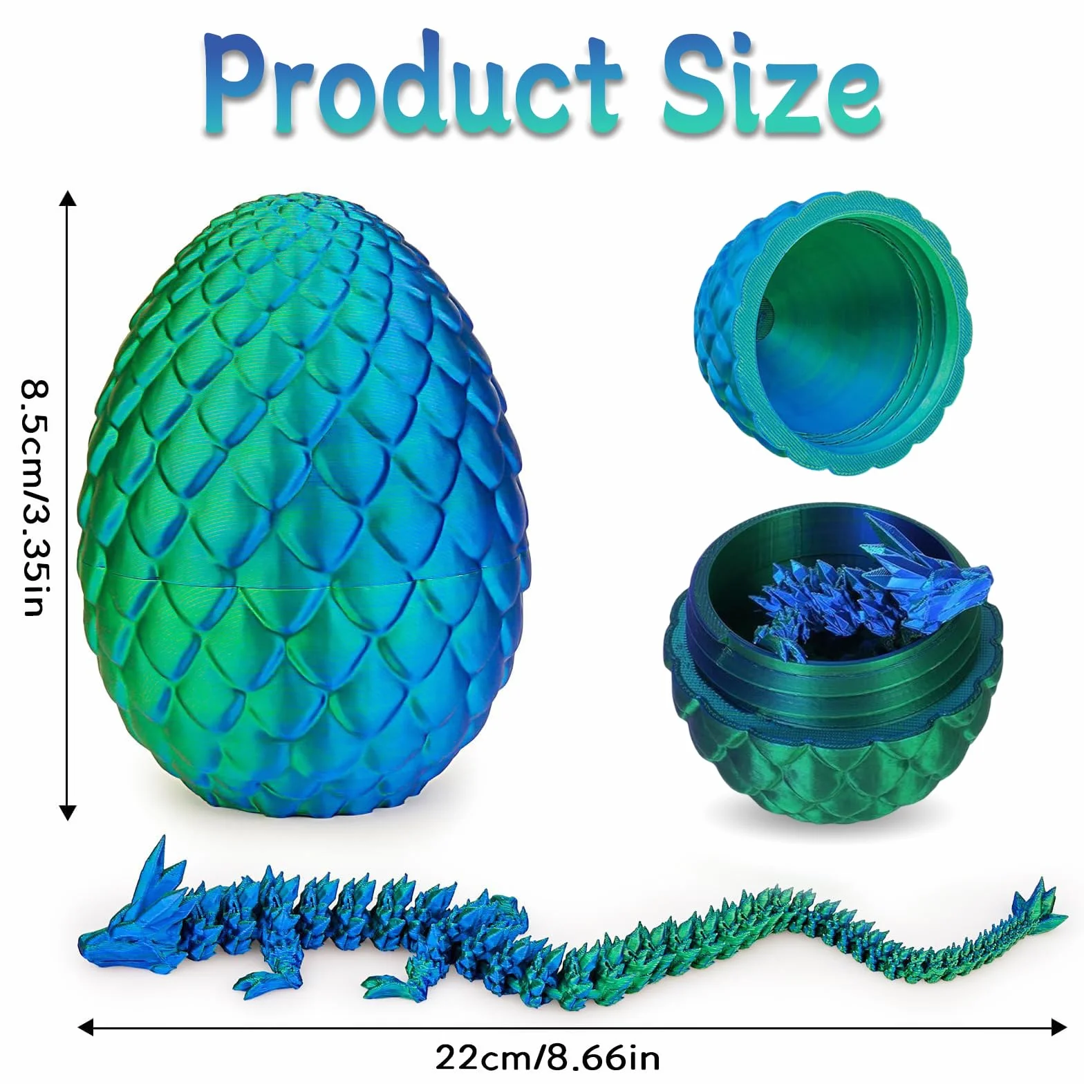 Dragón impreso en 3D Huevos de Pascua para niños Juguete de escritorio