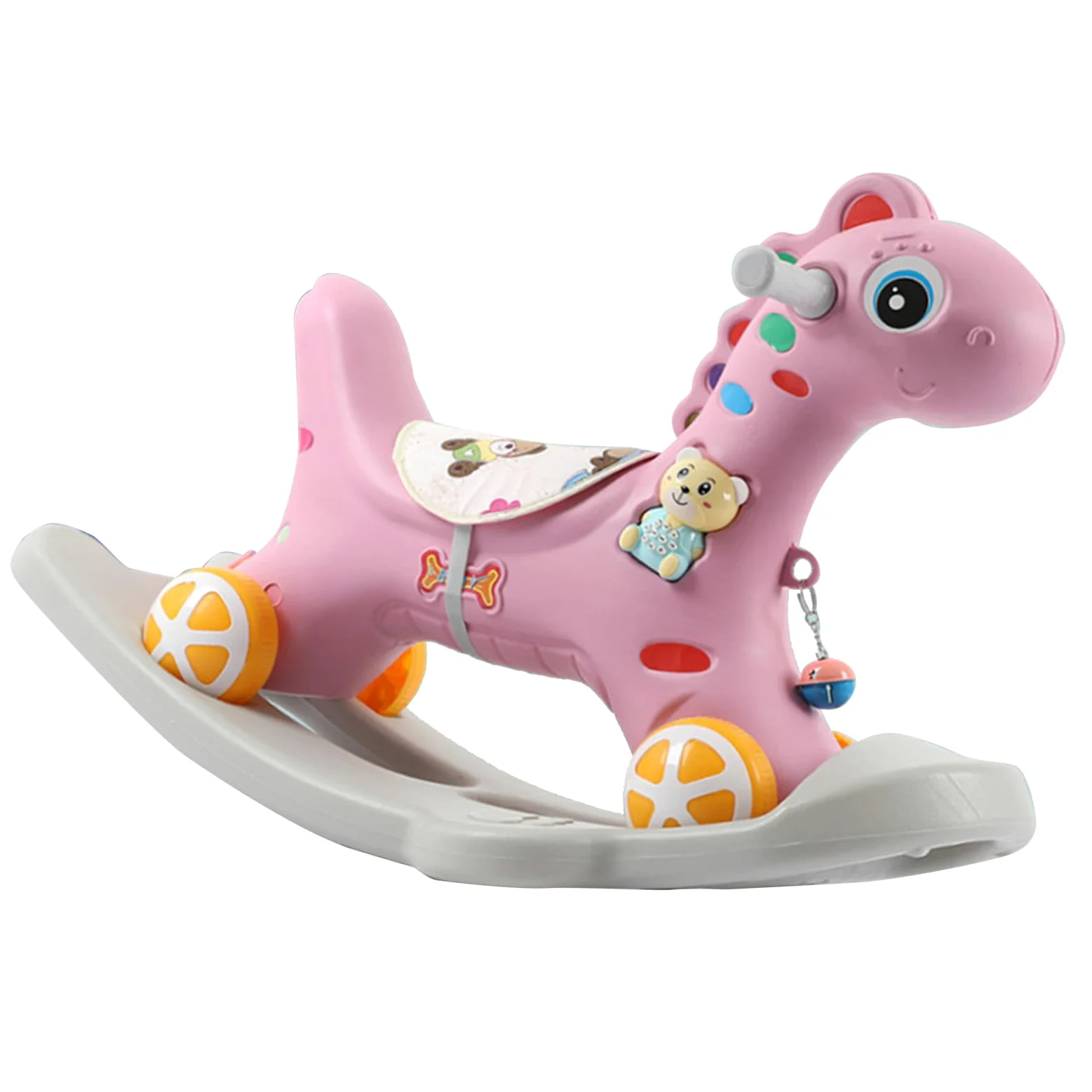 Caballo Balancín para Niños Mayores de 3 Años Lindo Paseo en Caballo Balancín con Respaldo Desmontable para Jugar en Interiores Diseño Seguro y Resistente (Rosa)