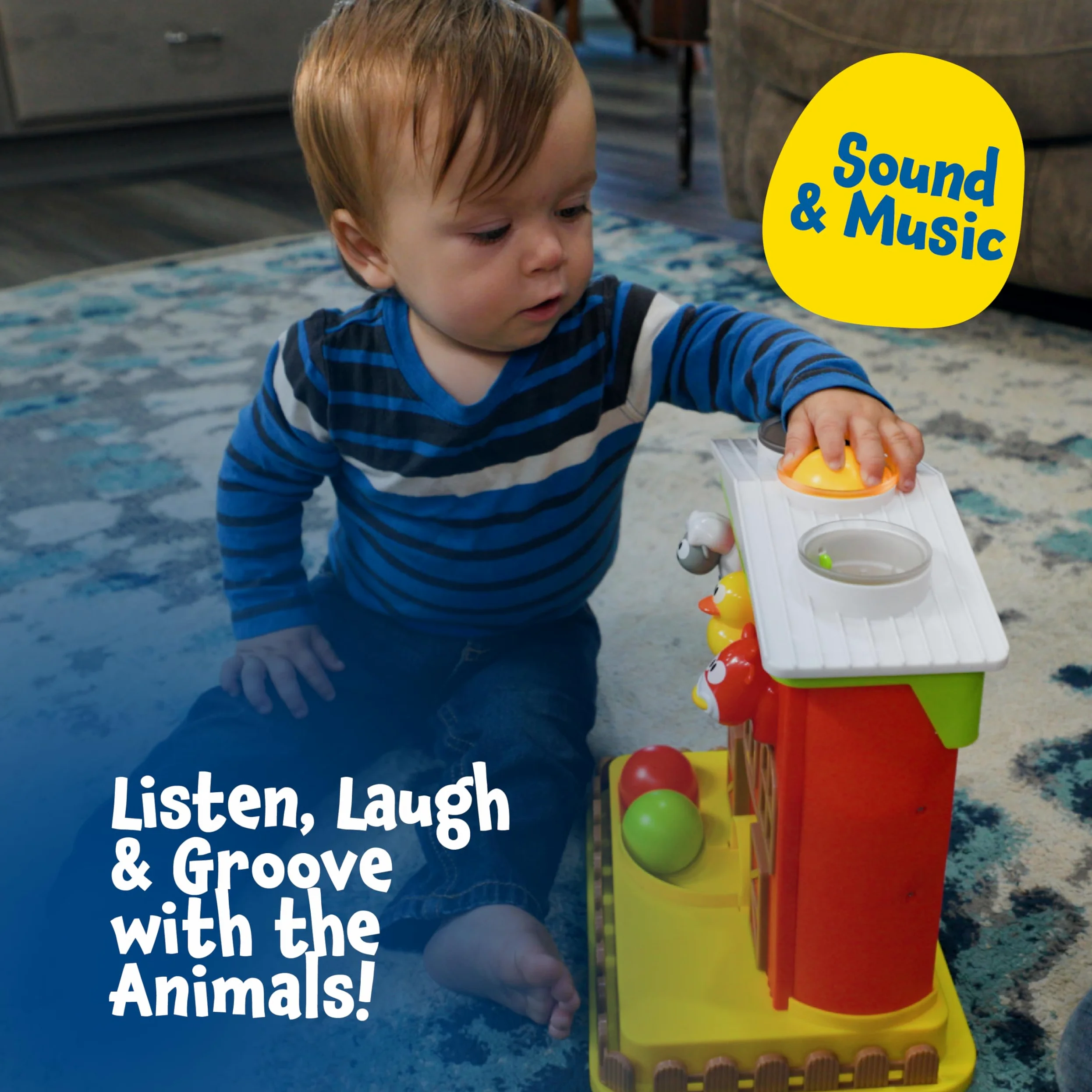 Farm 'n Play Pound A Ball Barn House, juguete de aprendizaje divertido interactivo para bebés y niños pequeños de 6 meses, juguetes Montessori para niños y niñas de 1 a 2 años
