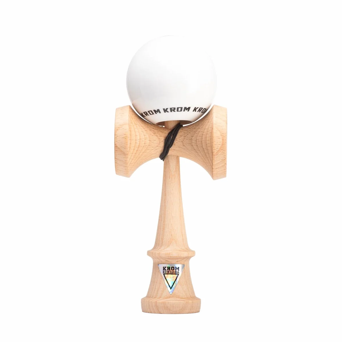 KROM Kendama POP LOL Blanco – de madera de haya certificada – Madera de alta calidad – Para principiantes y profesionales – Pack : cuerda de repuesto + pegatinas