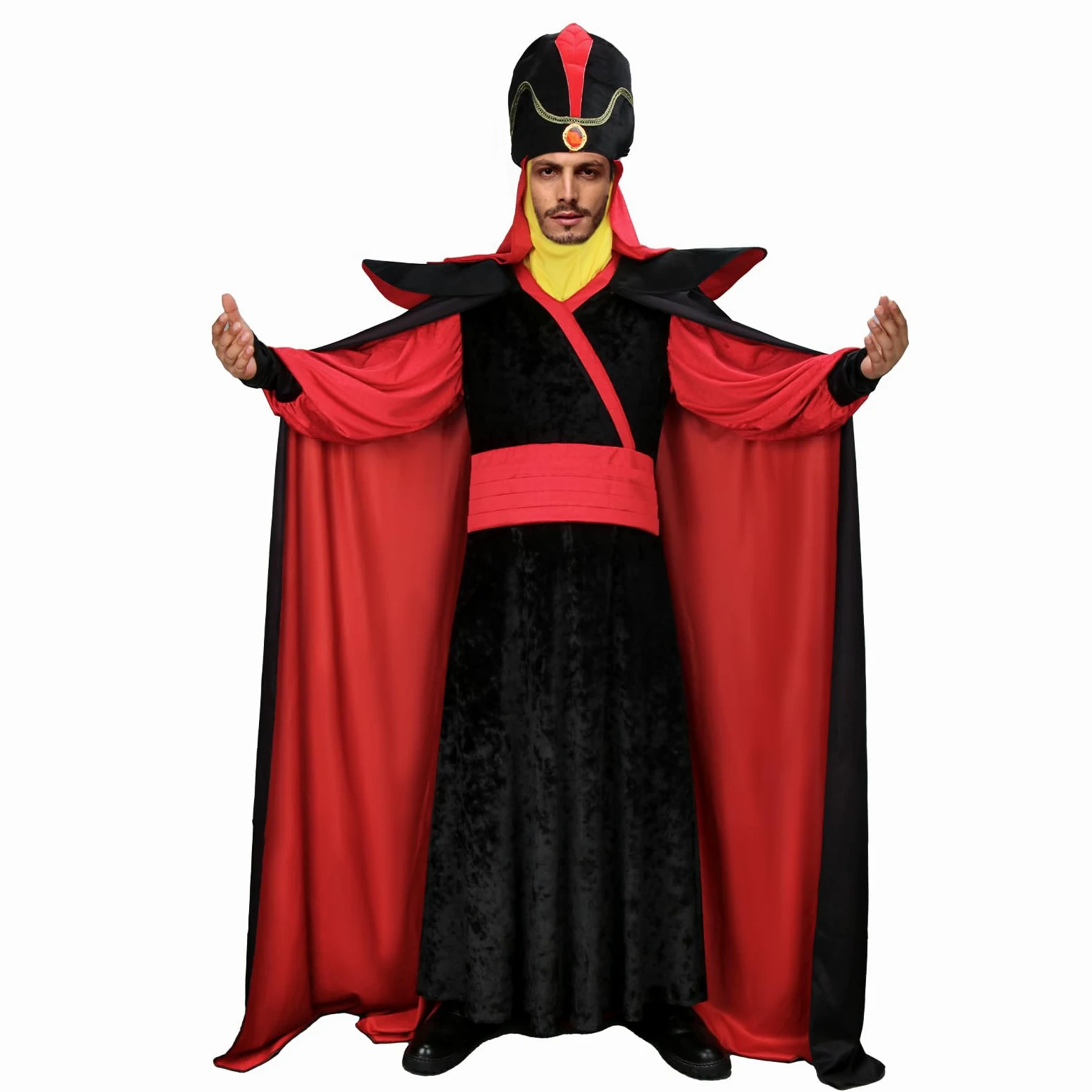 Adulto Cosplay Disfraz de Villano Árabe Túnica Capa Turbante Accesorios para Hombres Halloween Carnaval Fiesta Traje