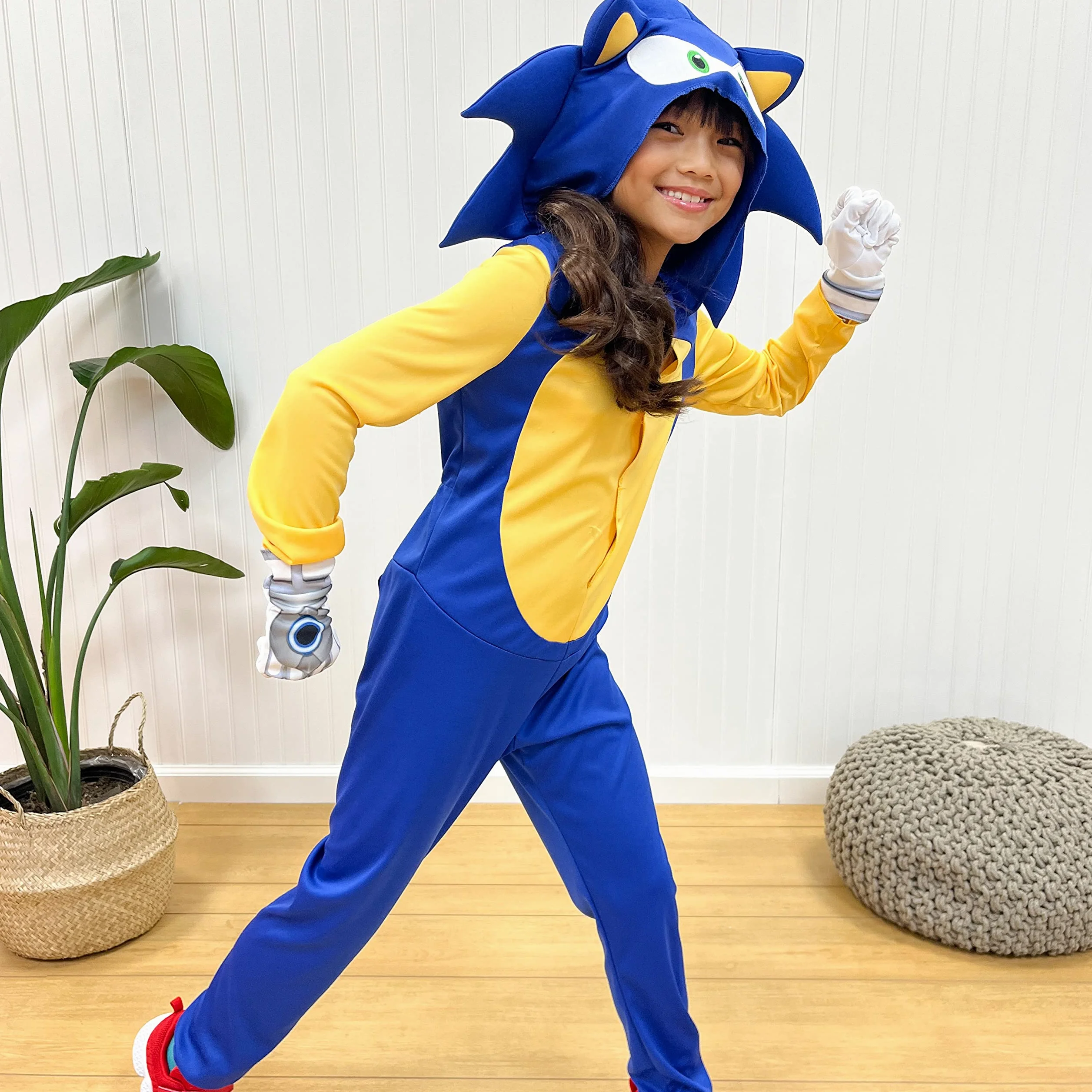 Disguise Disfraz de Sonic para niños, overol oficial de Sonic Prime con capucha
