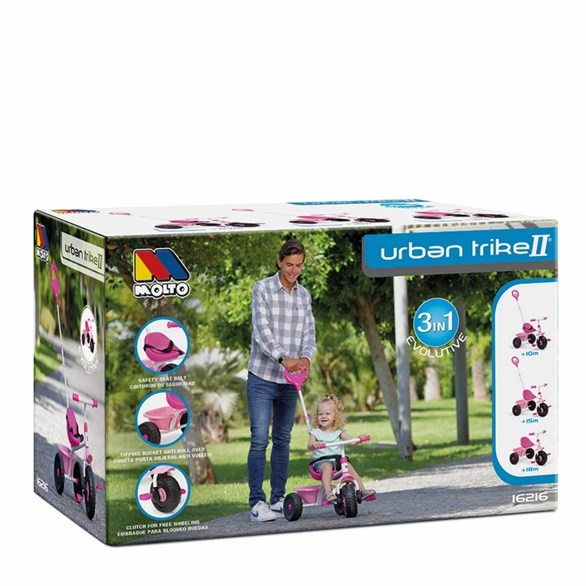 Triciclo Infantil Molto Urban Trike 3 en 1 Rosa
