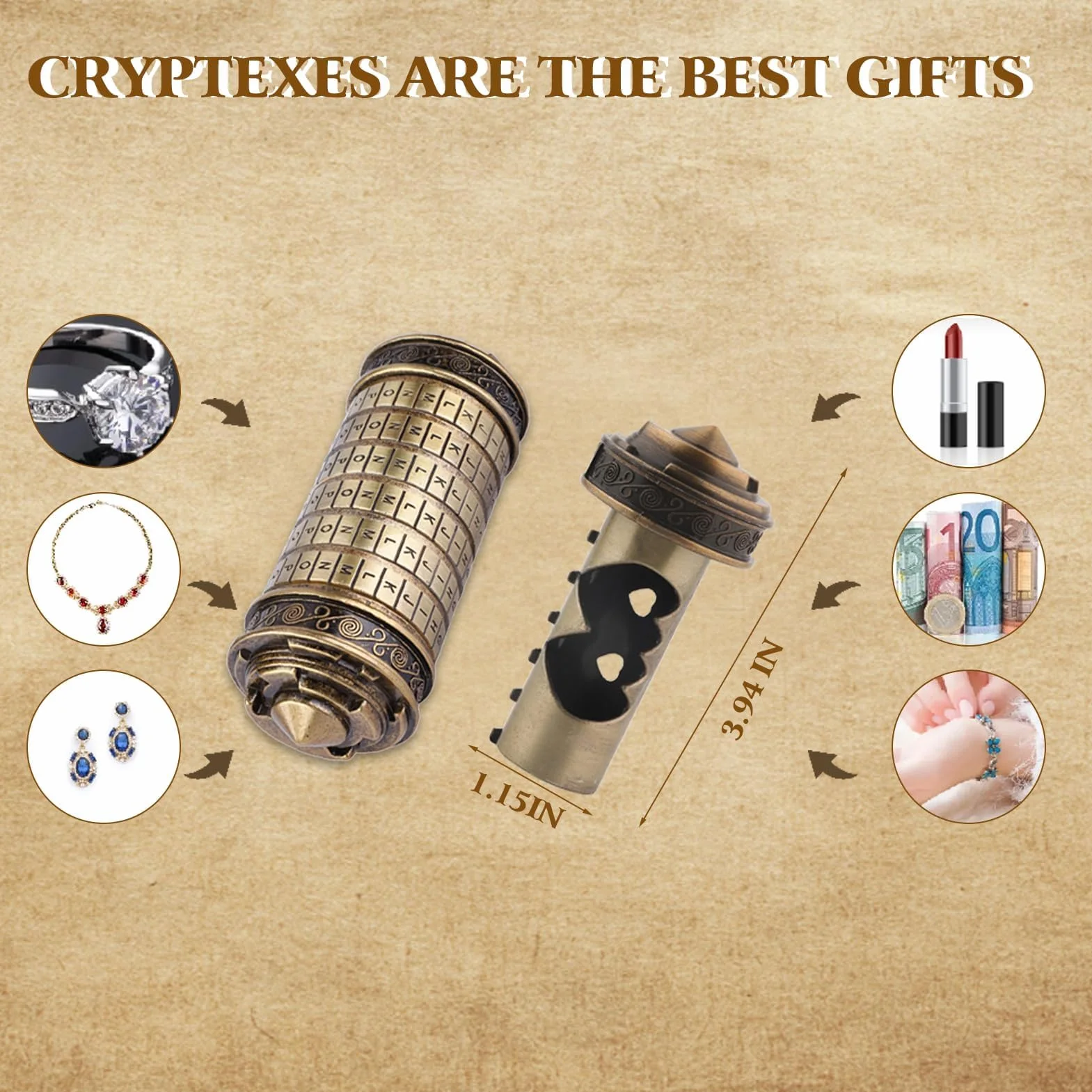Leonardo Code Toy Retro Mini Cryptex Regalos Navidad San Valentín Cumpleaños