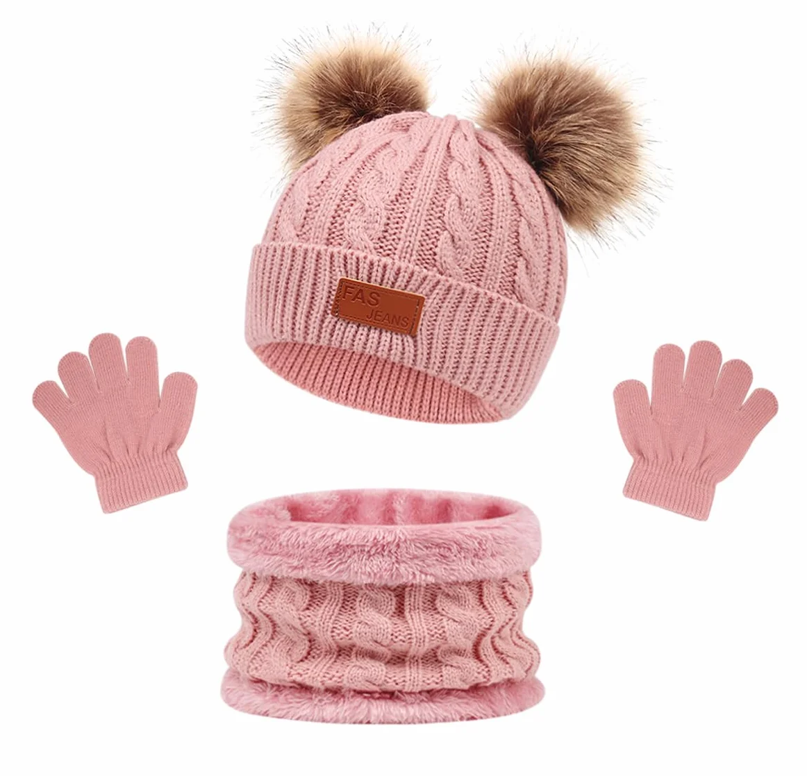 Set de Bufanda Gorro y Guantes para Niño 2-6 Años, Conjunto Invierno Lana Polar