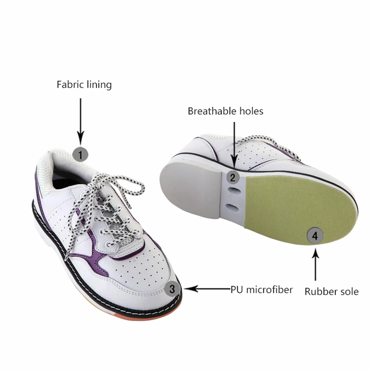Zapatos de Bolos Hombres Mujeres Antideslizantes Ligero Cuero Azul