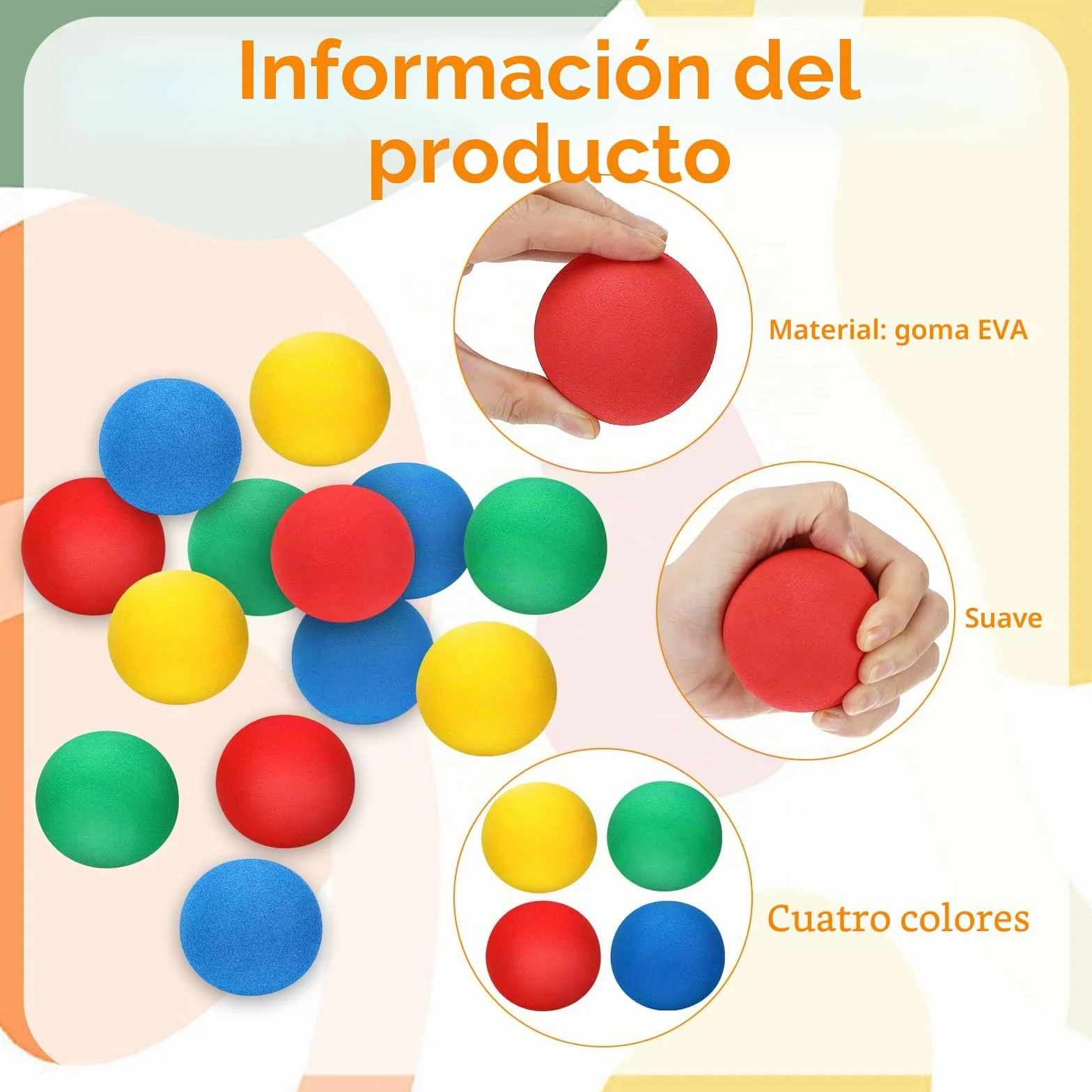 Tapvai 12 pelotas blandas, 6 cm, bola de espuma EVA, juegos interiores para niños