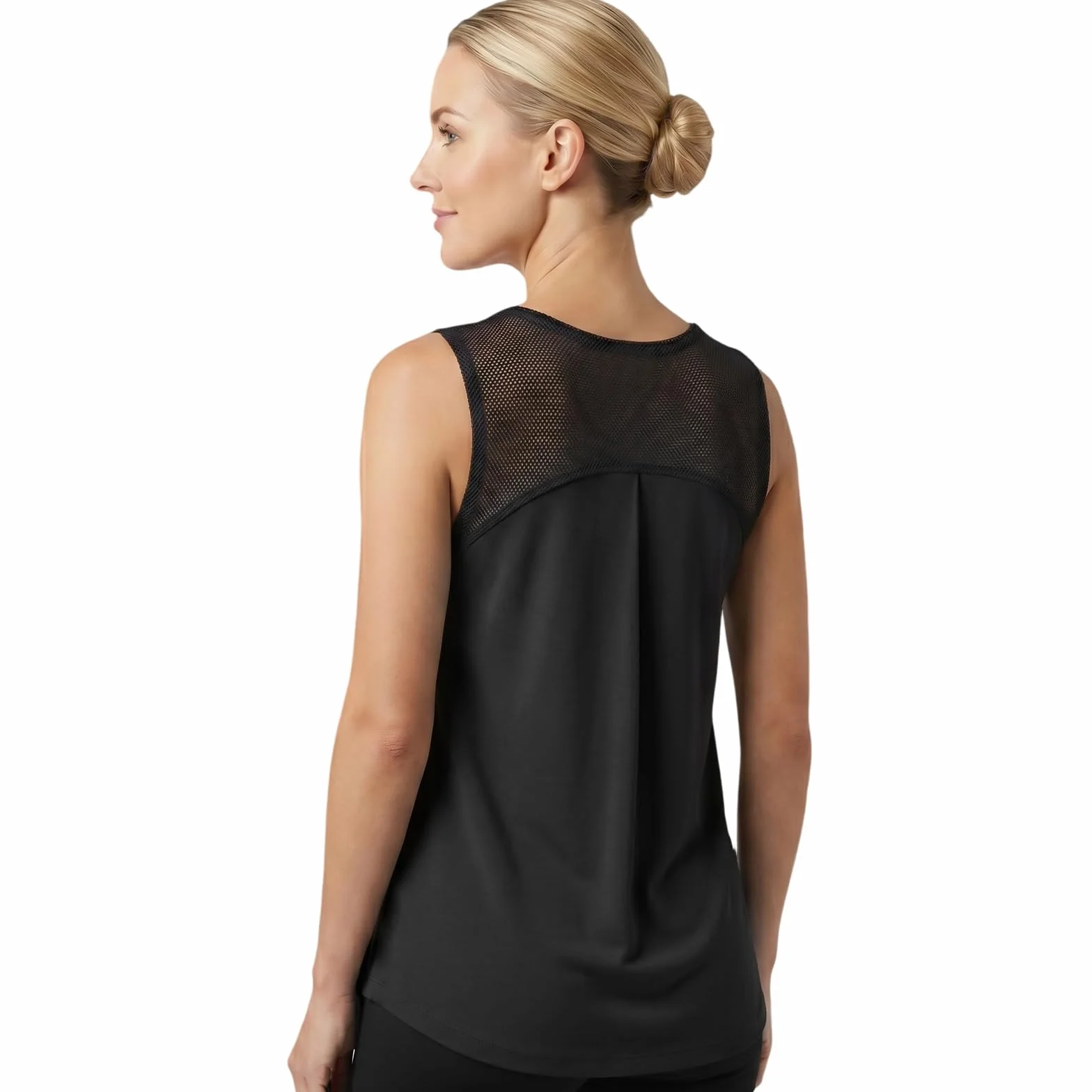 Camiseta Deportiva Mujer Espalda Malla Top Transpirable Secado Rápido Sin Mangas Fitness Alta Elasticidad Ligero Yoga Cuello Redondo Running Gimnasio
