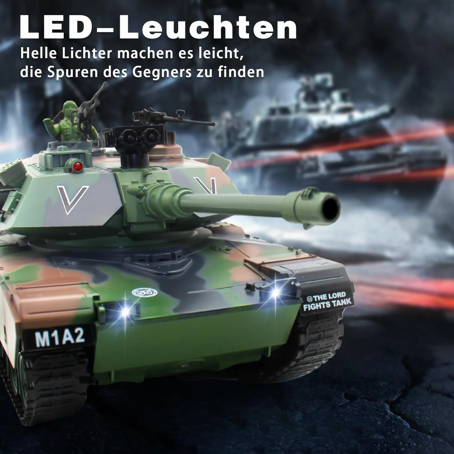 1/18 RC Tanque, M412 Main Main Control Remoto Panzer-Modellspielzeug 15CH Battle Army Tank Licht Humo Sound,Militares RC Vehículo para adultos y niños que dispara BBS y bombas de agua