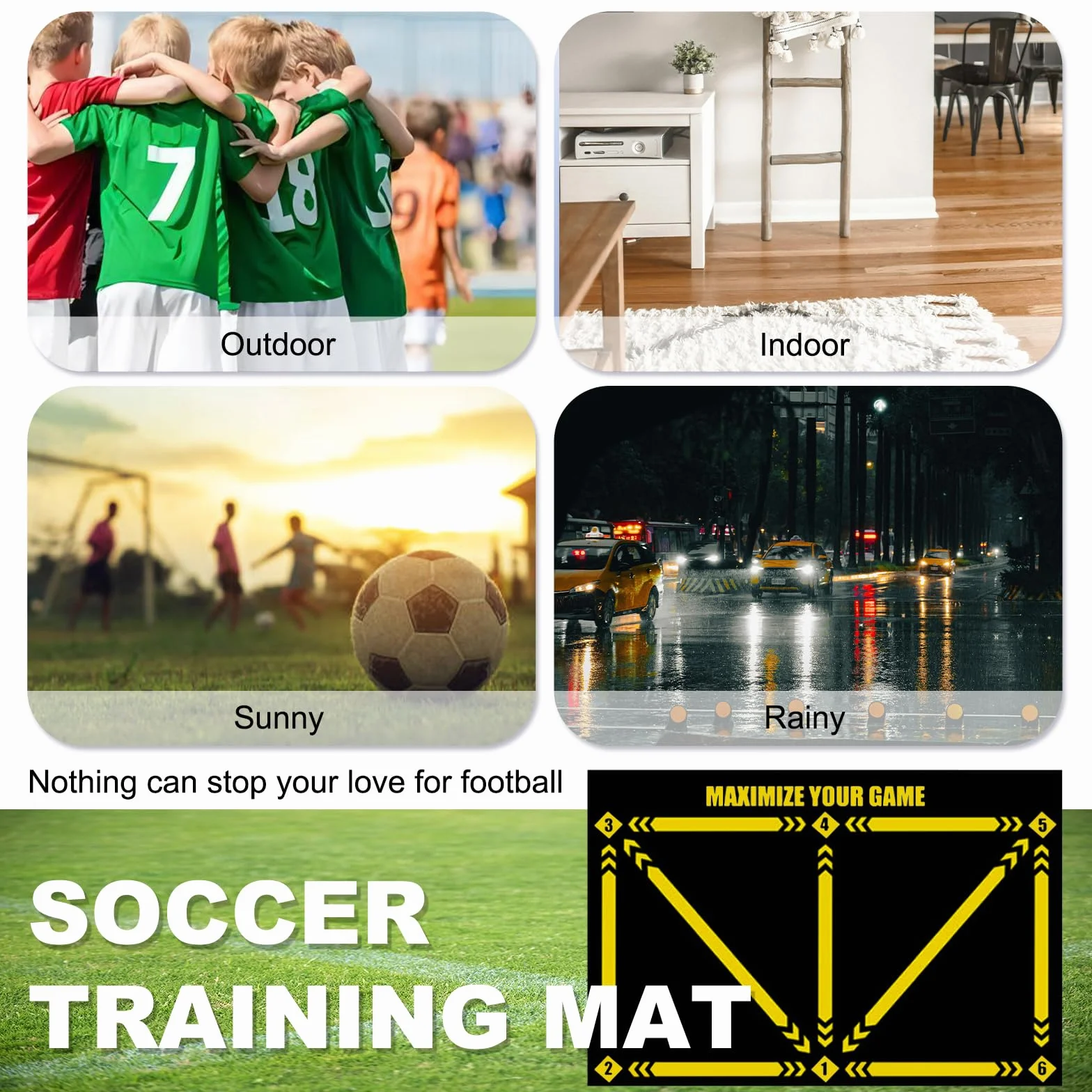 Soccer Training Mat XL 90x60cm for Dribble Ball Control Footwork