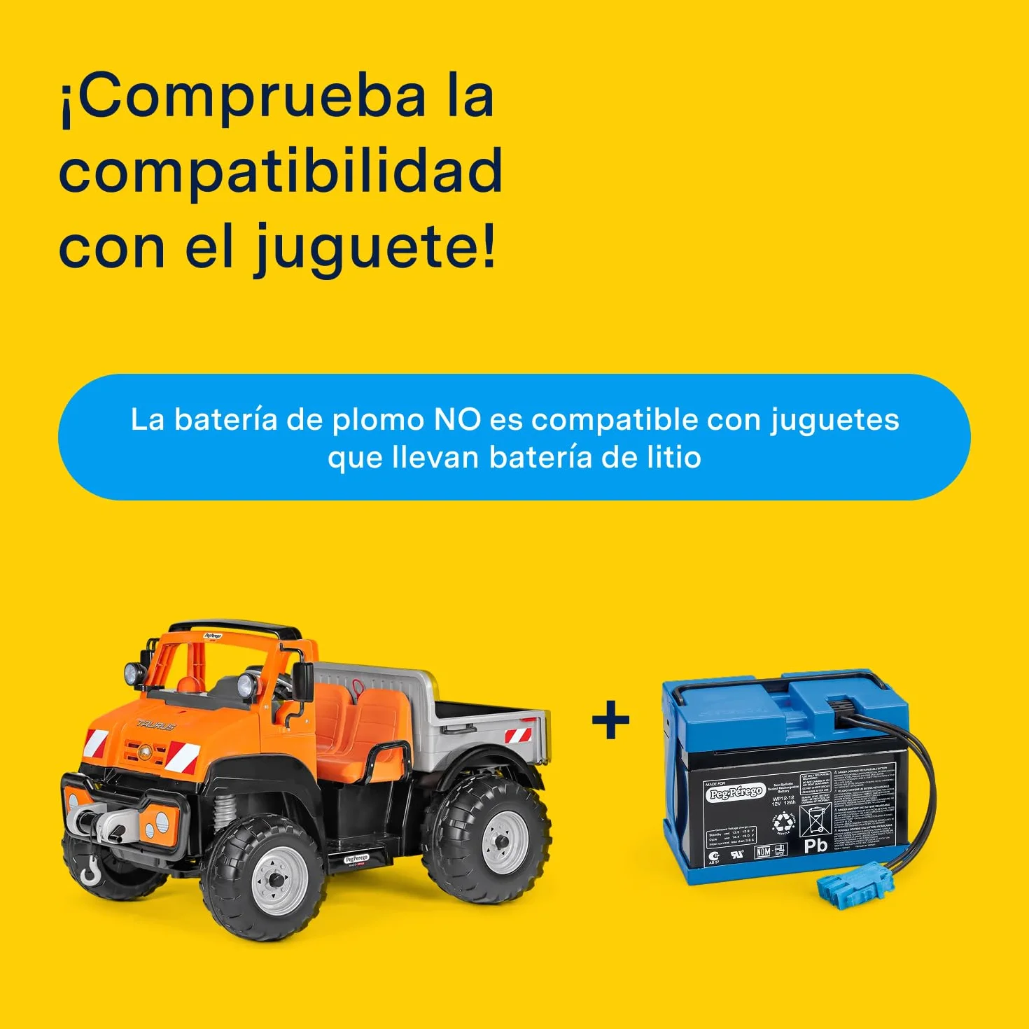 PEG Batería 12V 12Ah Recargable para Vehículos Eléctricos Peg Perego