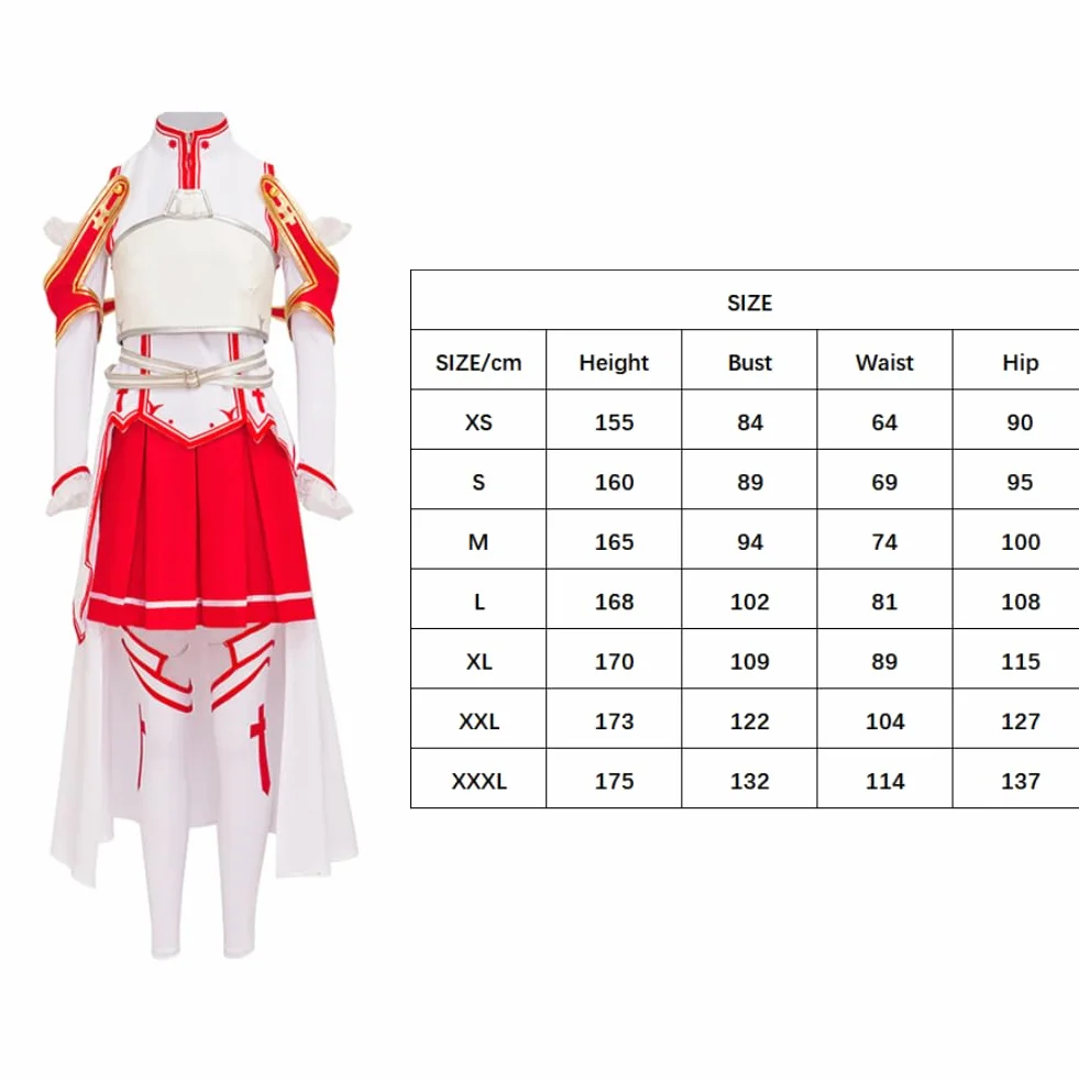 Zhongkaihua Yuuki Asuna - Disfraz de cosplay de uniforme de batalla, disfraz de anime para niña, conjunto completo de disfraz de Halloween, carnaval, fiesta