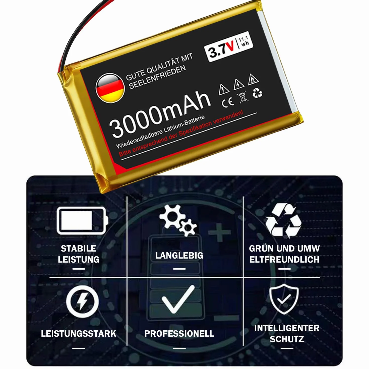 Batería de Litio de 3,7 V y 3000 mAh, 1S, 1C, LiPo con Placa de protección y Conector Micro JST 1.25 para Placa de Desarrollo Arduino Node MCU ESP32 (2 Piezas)