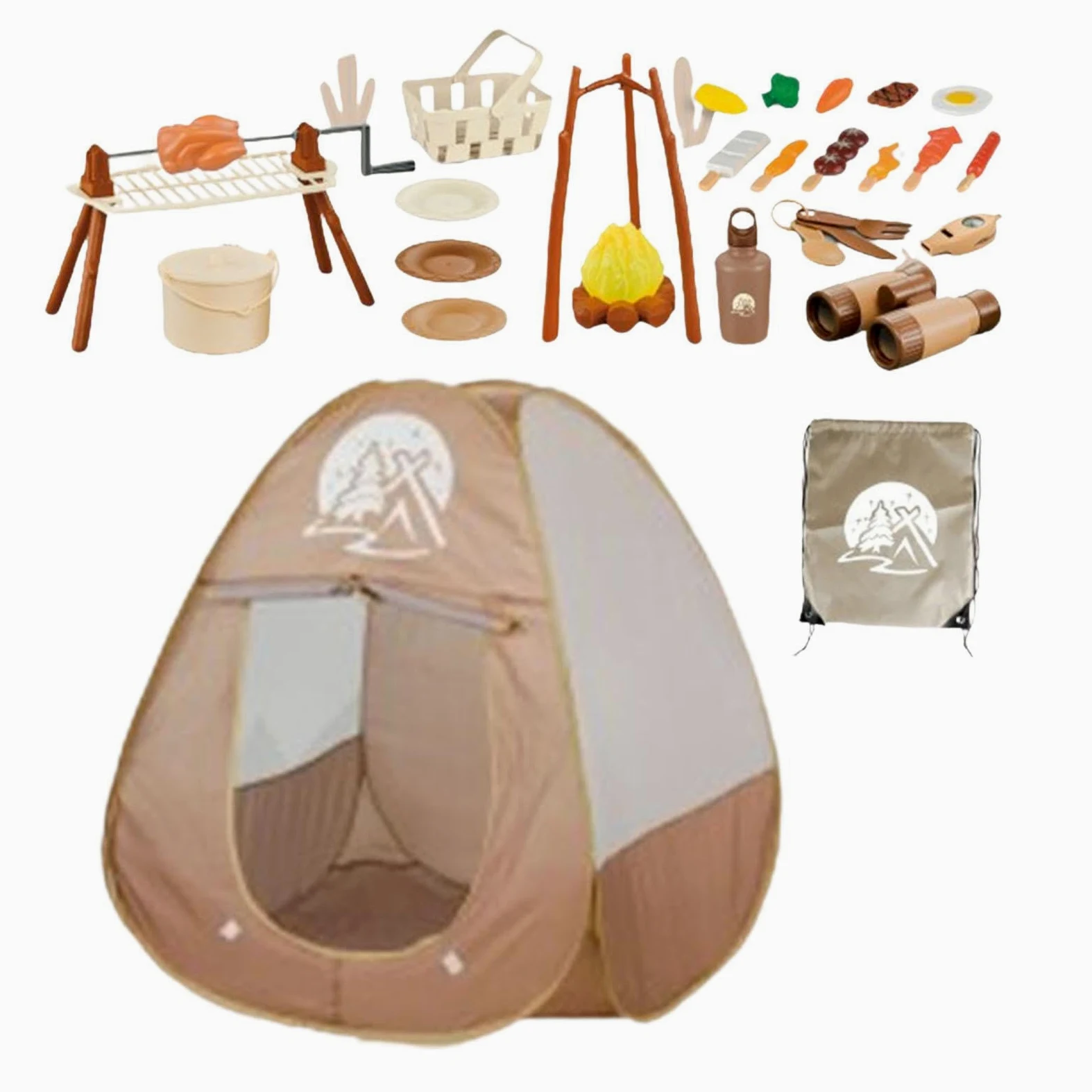 Juego de 34 Piezas de Equipo de Camping para Niños, Juguete Educativo, Utensilios de Cocina Y Accesorios, Juguete para Fiestas Y Juegos de Interior.