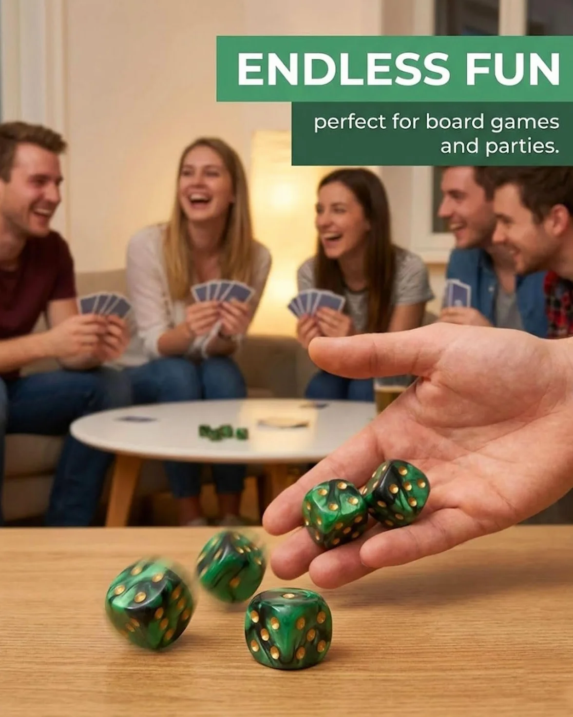 10 PCS Dados,16mm D6 Dados de Rol,Juego de Dado con Bolsa de Terciopelo para juegos de Rol,Mesa,Dice Football,Lecciones de Matemáticas(Negro-Verde)