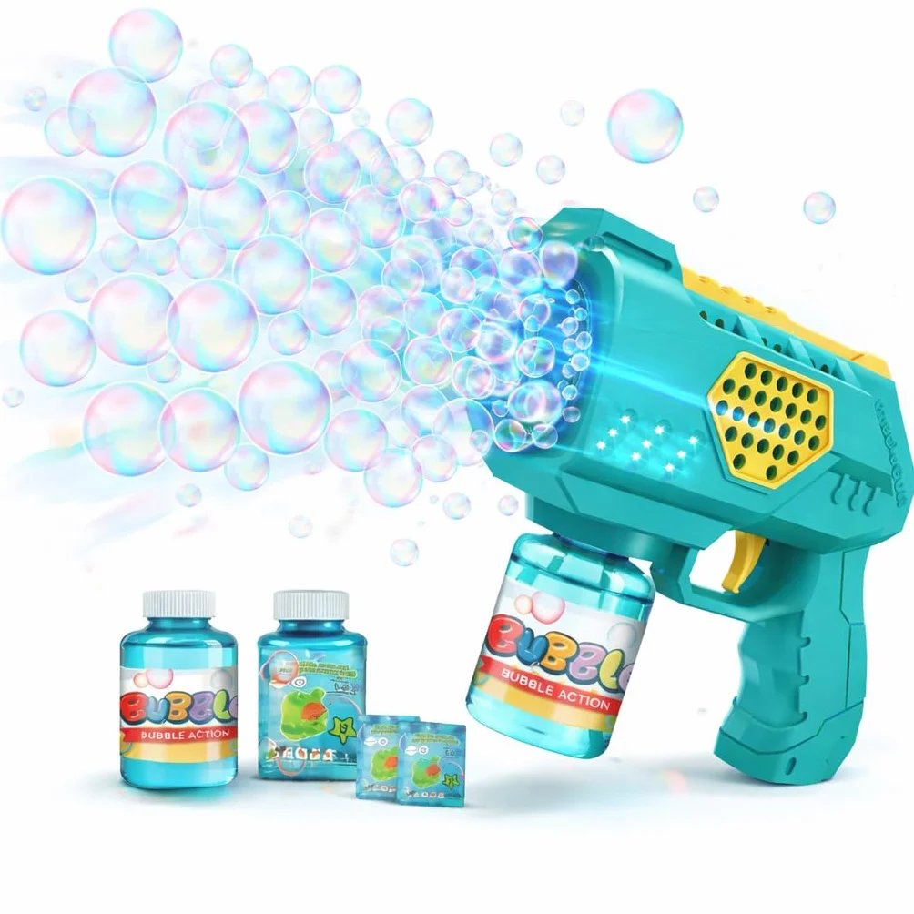 Pistola de burbujas para niños y adultos, para pompas de jabón automáticas y pistola, con depósito, máquina de burbujas de jabón para bodas y cumpleaños