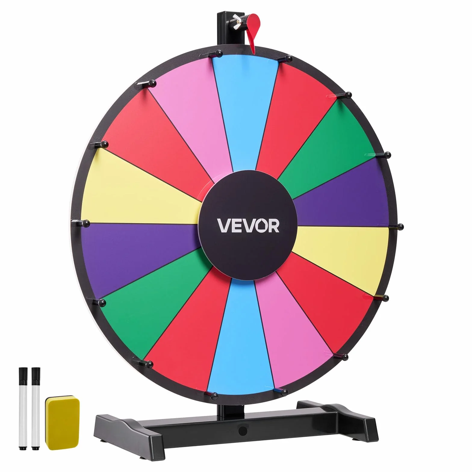 VEVOR Rueda de la Fortuna 14 Ranuras con Soporte Juegos de Lotería Ruleta Ganadora 458 x 205 x 550 mm
