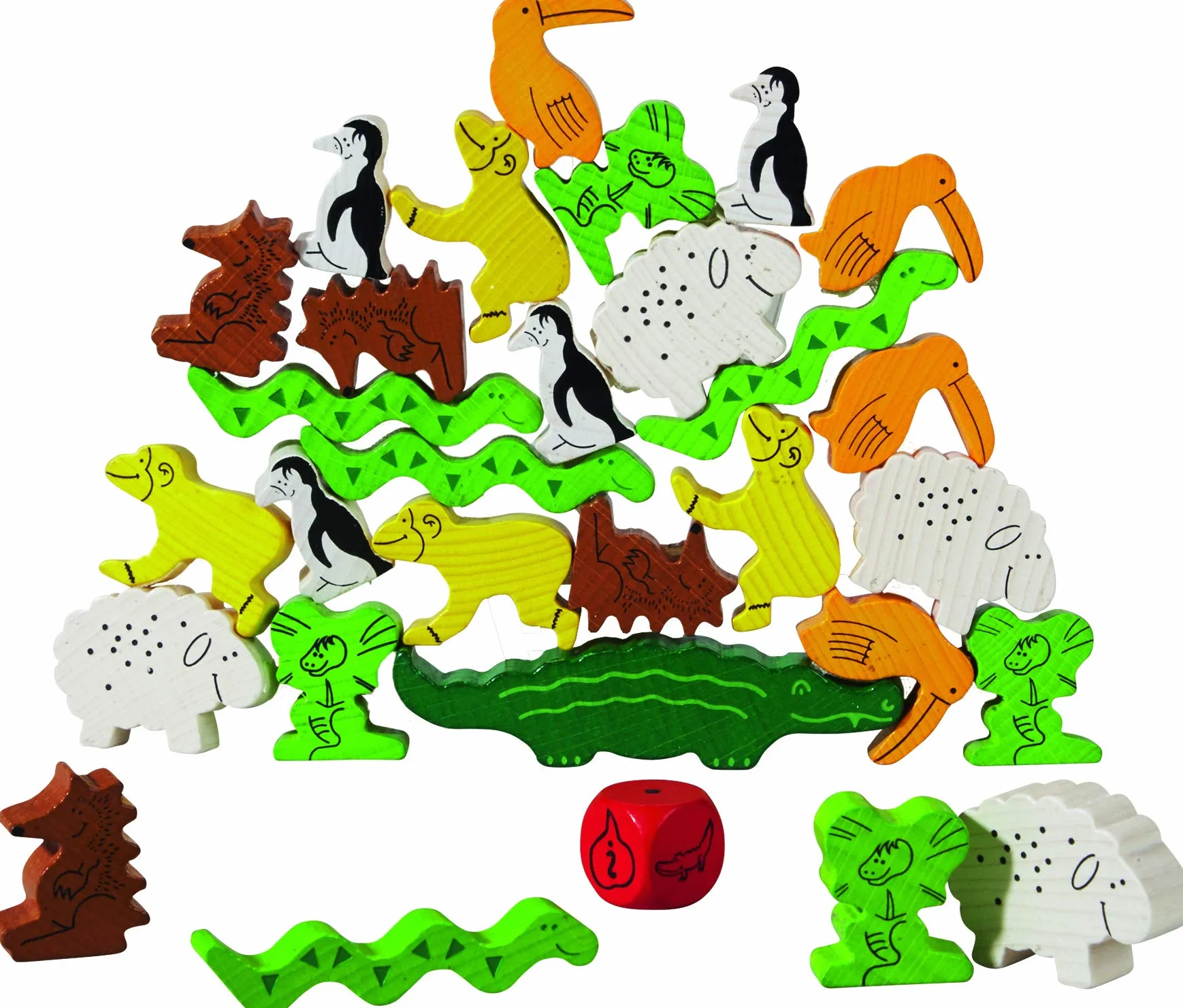 HABA 3409 Animal sobre Animal, Juego Infantil de Mesa de Habilidad y apilamiento. Más 4 años