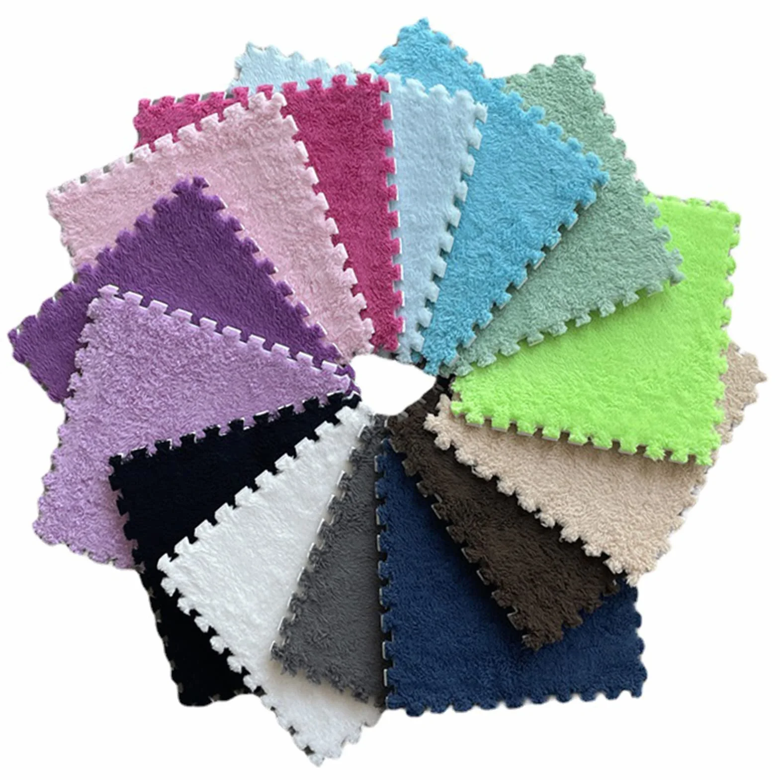 Tapete de juego de espuma entrelazada de felpa de 10 piezas, tapete de juego tipo rompecabezas de 30 x 30 cm, acolchado para ejercicio, yoga, sala de juegos y suelo de habitación (gris, marrón claro