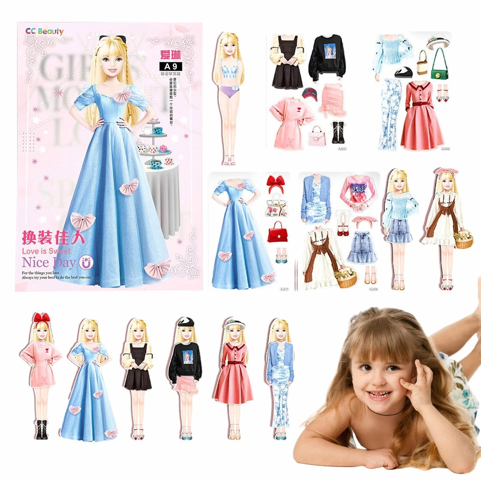 Muñecas de Vestir magnéticas,Vestir magnéticas | Juego de Combinar Ropa Relajante y ,Rompecabezas magnético portátil para Vestir, sin Rebabas, Regalo de cumpleaños y Navidad para niñas