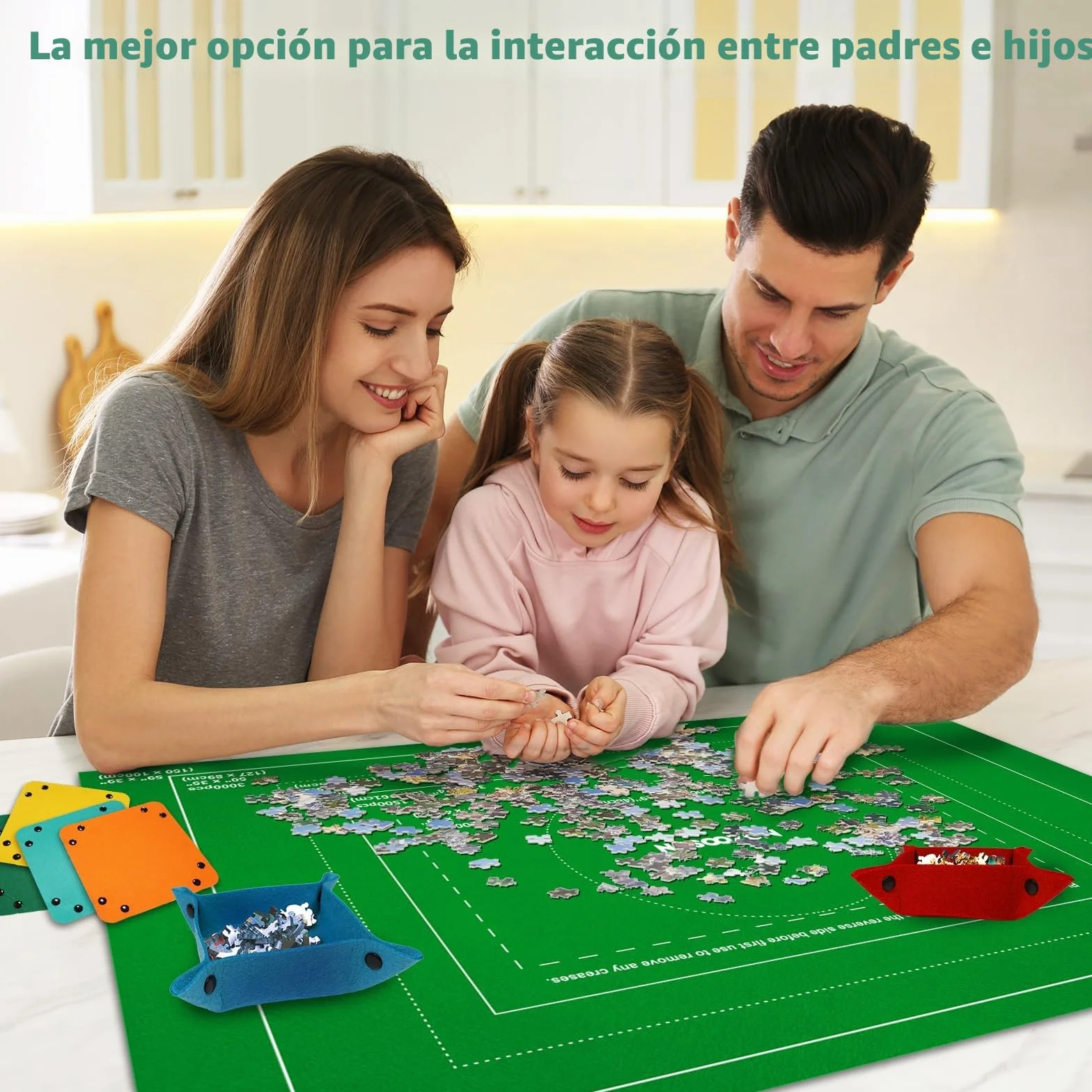 MOZOOSON Tapete Puzzle 2000 Piezas, Puzzle Mat Roll Fieltro Tapete para Puzzle, Alfombra Puzzle, Accesorios para Guardar Los Puzzles con 6 Puzzles Clasificadores